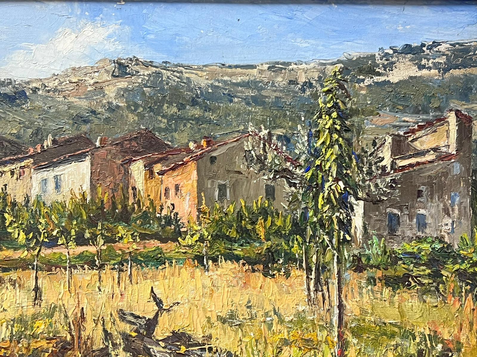 Provencal Village South of France 1960's French Post-Impressionist Oil Painting For Sale 2