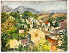 Provence Landscape Of Scattered House Thick Oil Impasto