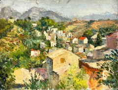 Provence Landscape Of Scattered House Thick Oil Impasto