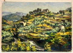 Provence Landscape Of Scattered Olive Trees Post Impressionist Signed Oil 1960's