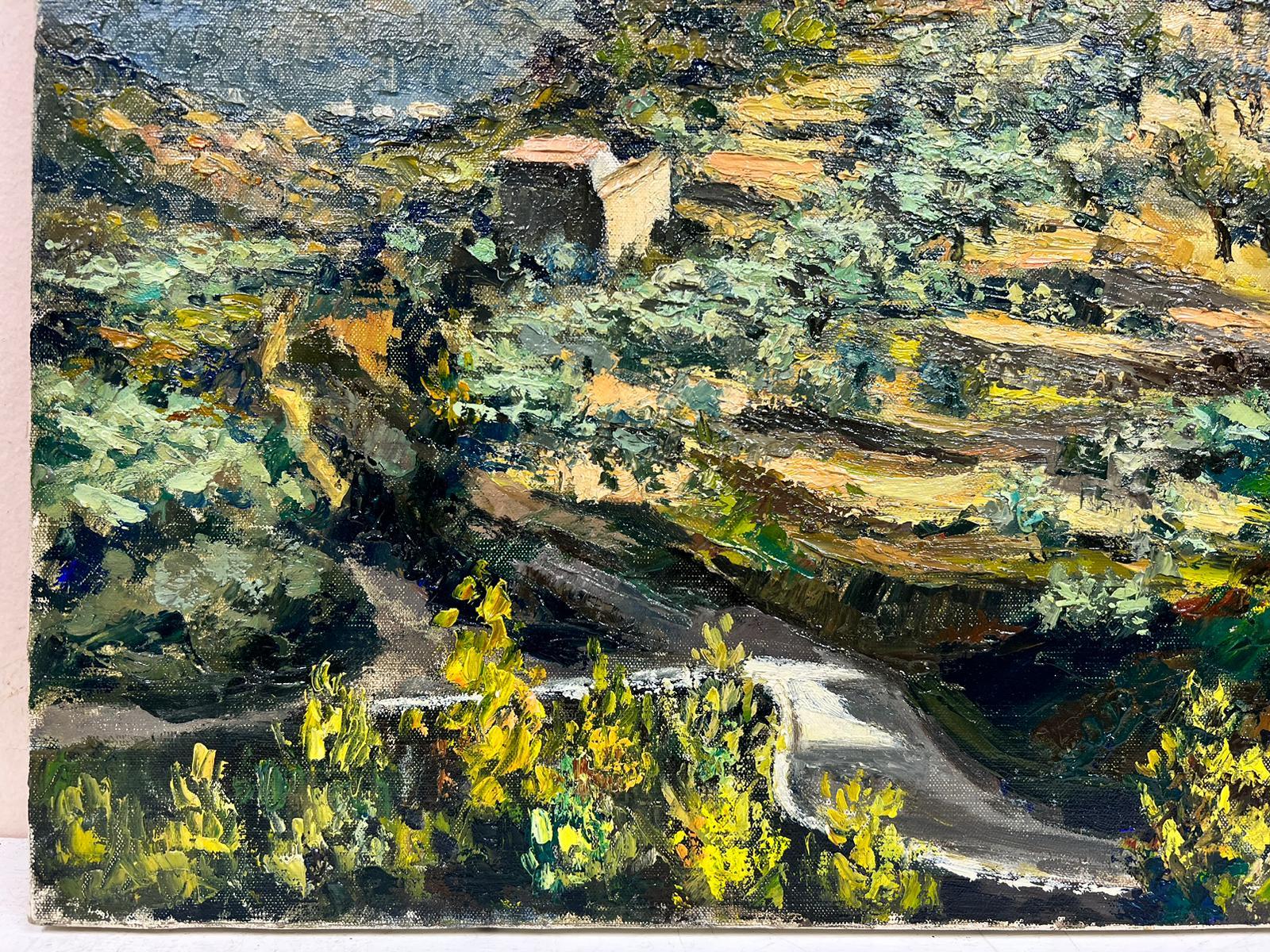 Postimpressionistische Landschaft der Provence mit verschrnkten Olivenbumen, signiert, l, 1960er Jahre (Post-Impressionismus), Painting, von Josine Vignon