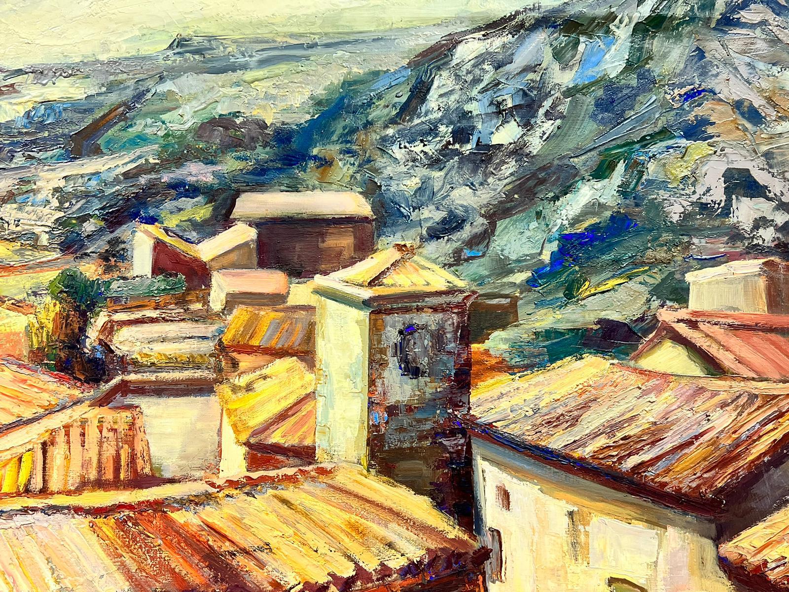 Roof Tops
by Josine Vignon (French 1922-2022) 
signed
oil painting on canvas, unframed
canvas: 26.5 x 36 inches
very good condition
provenance: from the artists estate, France

Josine Vignon (1922-2022) was a French artist living on the Rue