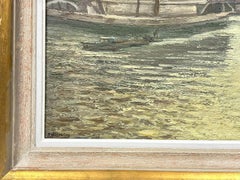 River Seine Paris Atmospheric Moody Sky Landscape Large French Signed Oil