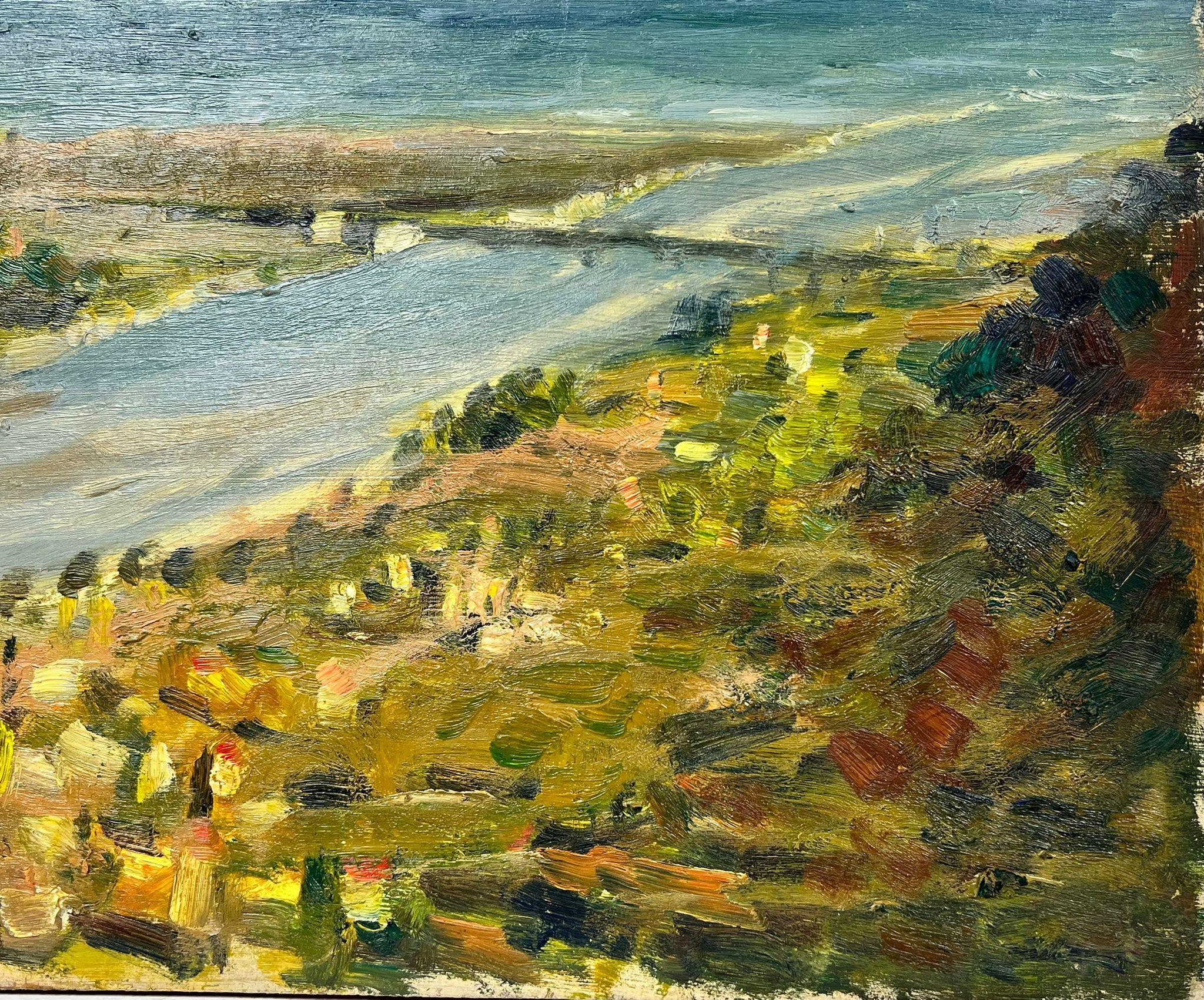 Pont de mer Paysage français Impressionniste Huile signée - Post-impressionnisme Painting par Josine Vignon