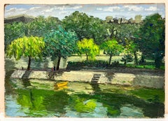 Frühlings-Brücken von The Peaceful River Thick, Öl- Impasto-Landschaft