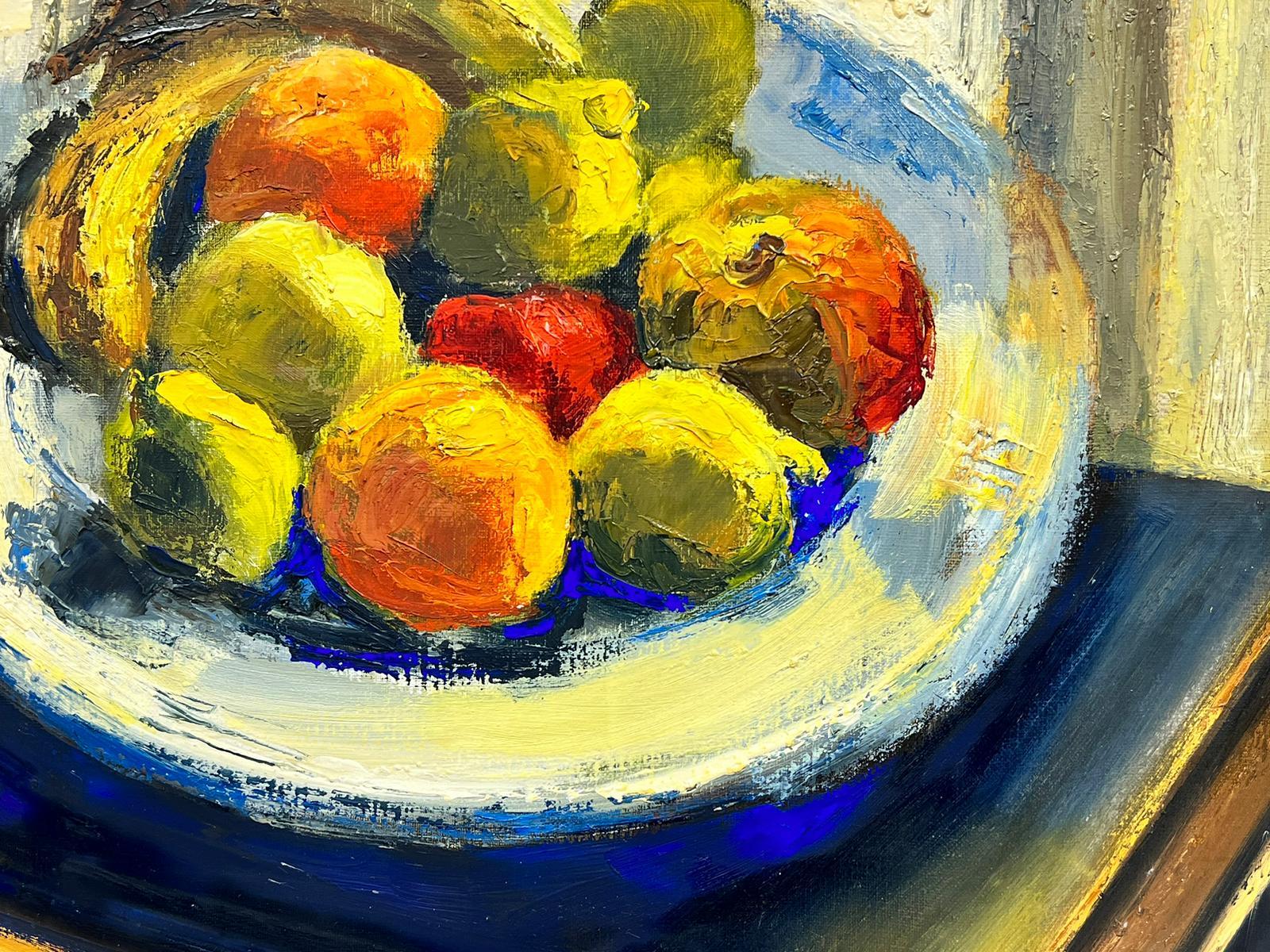 Still Life of Fruit in Bowl 1960's French Post Impressionist Colorful Oil Paint - Post-Impressionist Painting by Josine Vignon