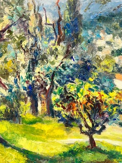 Summer in Provence Golden Green & Yellow Light French Impressionist Oil Painting