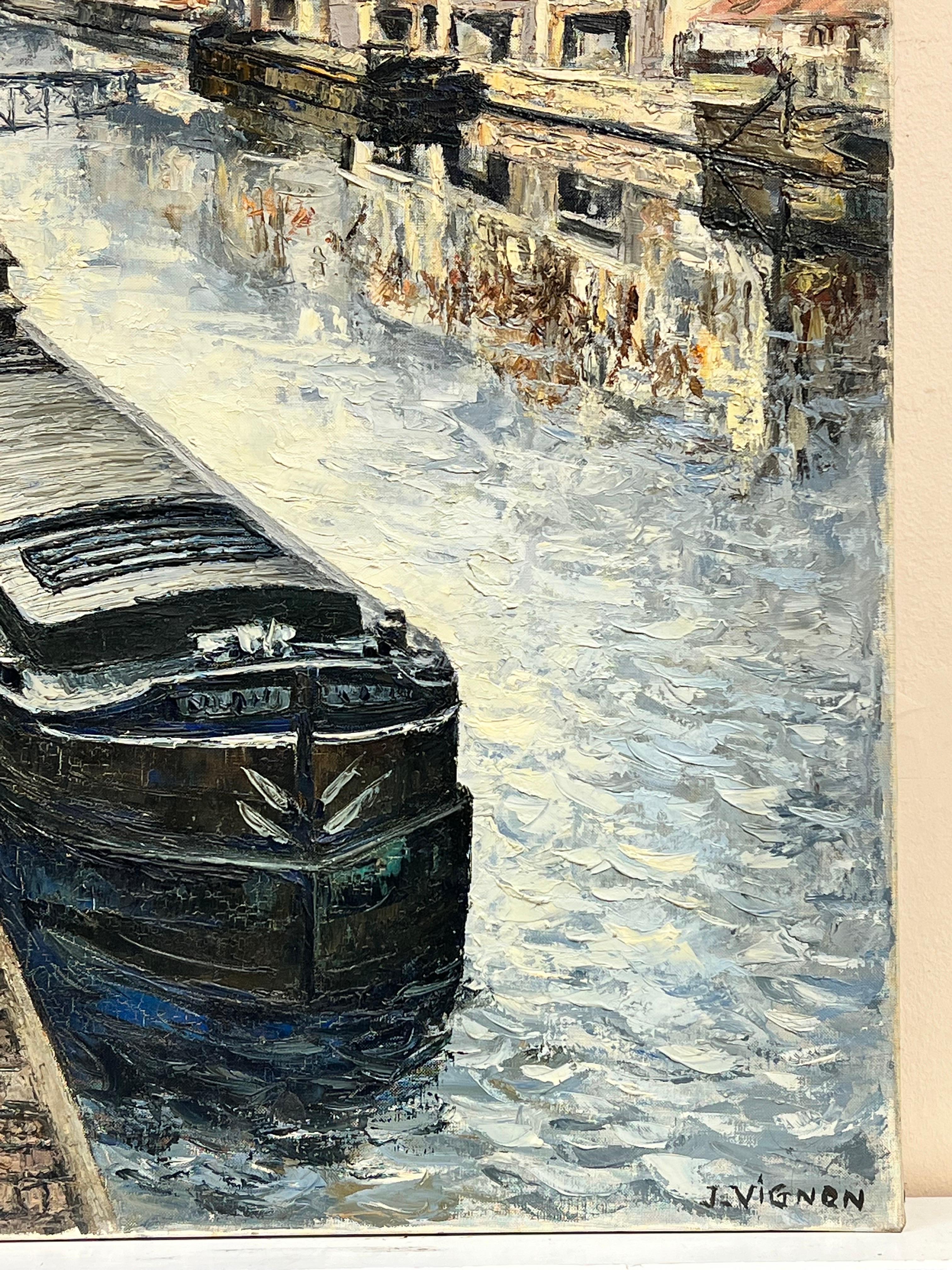 The River Seine, Paris
by Josine Vignon (French 1922-2022)
signed 
oil painting on canvas, unframed
canvas: 37 x 29 inches

Colors: Blue, brown , white and grey

Very good condition

Provenance: from the artists estate, France

Josine Vignon
