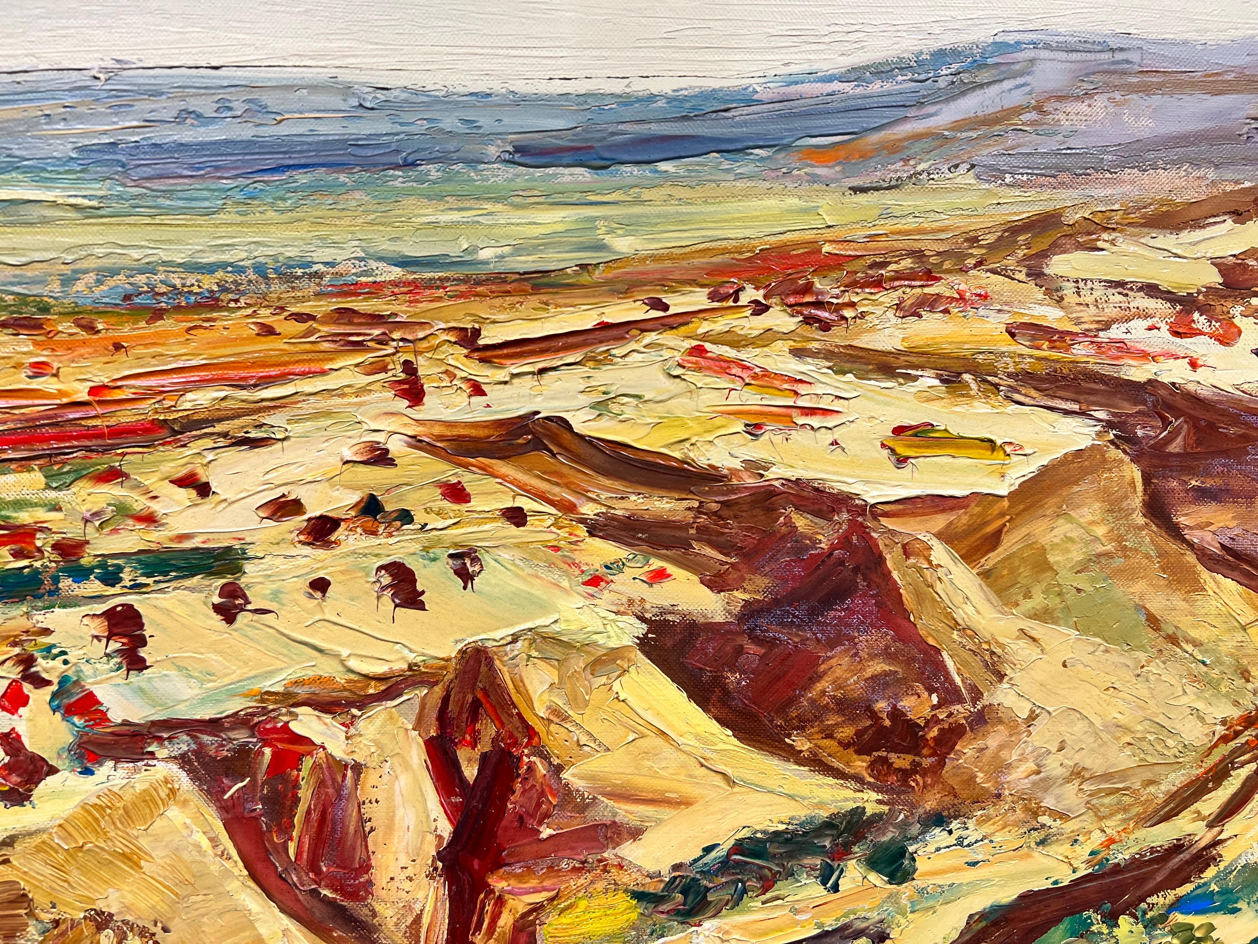 Wildpferde
von Josine Vignon (Französisch 1922-2022)
verso signiert und gestempelt
Ölgemälde auf Leinwand, ungerahmt

Leinwand: 18,5 x 24 Zoll

Farben: Grüne Farben, Gold, Blau, Gelb, Limette und Rot

Sehr guter Zustand

Provenienz: aus dem Nachlass