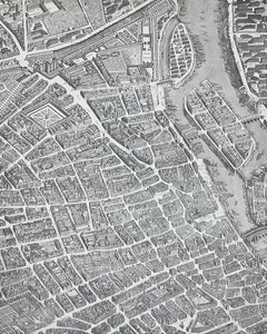 Carte de Paris vintage en noir et blanc avec vue d'Ariel