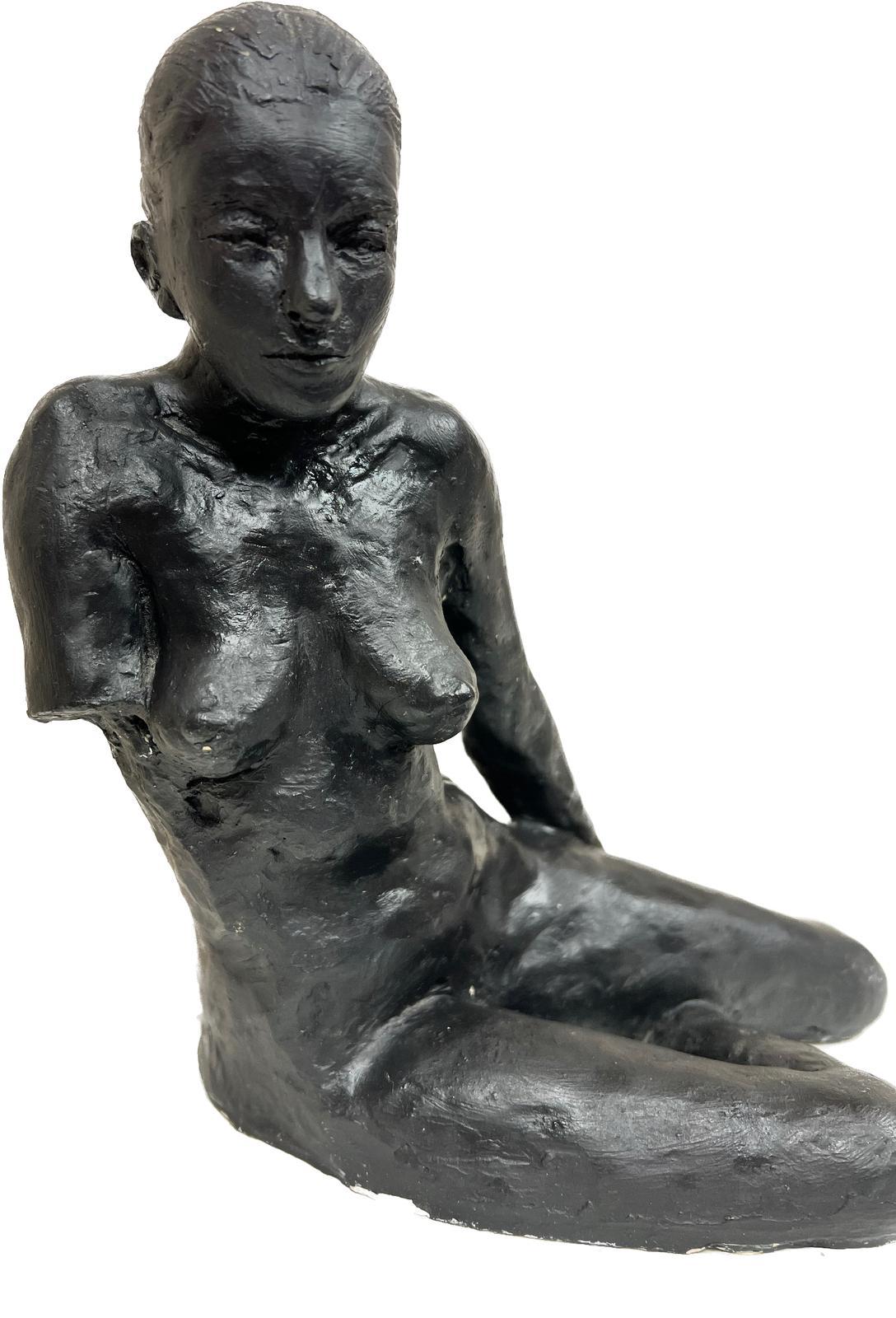 Fine 1950's French Expressionist Sculpture in Clay Nude Lady Model  c.1950's 1