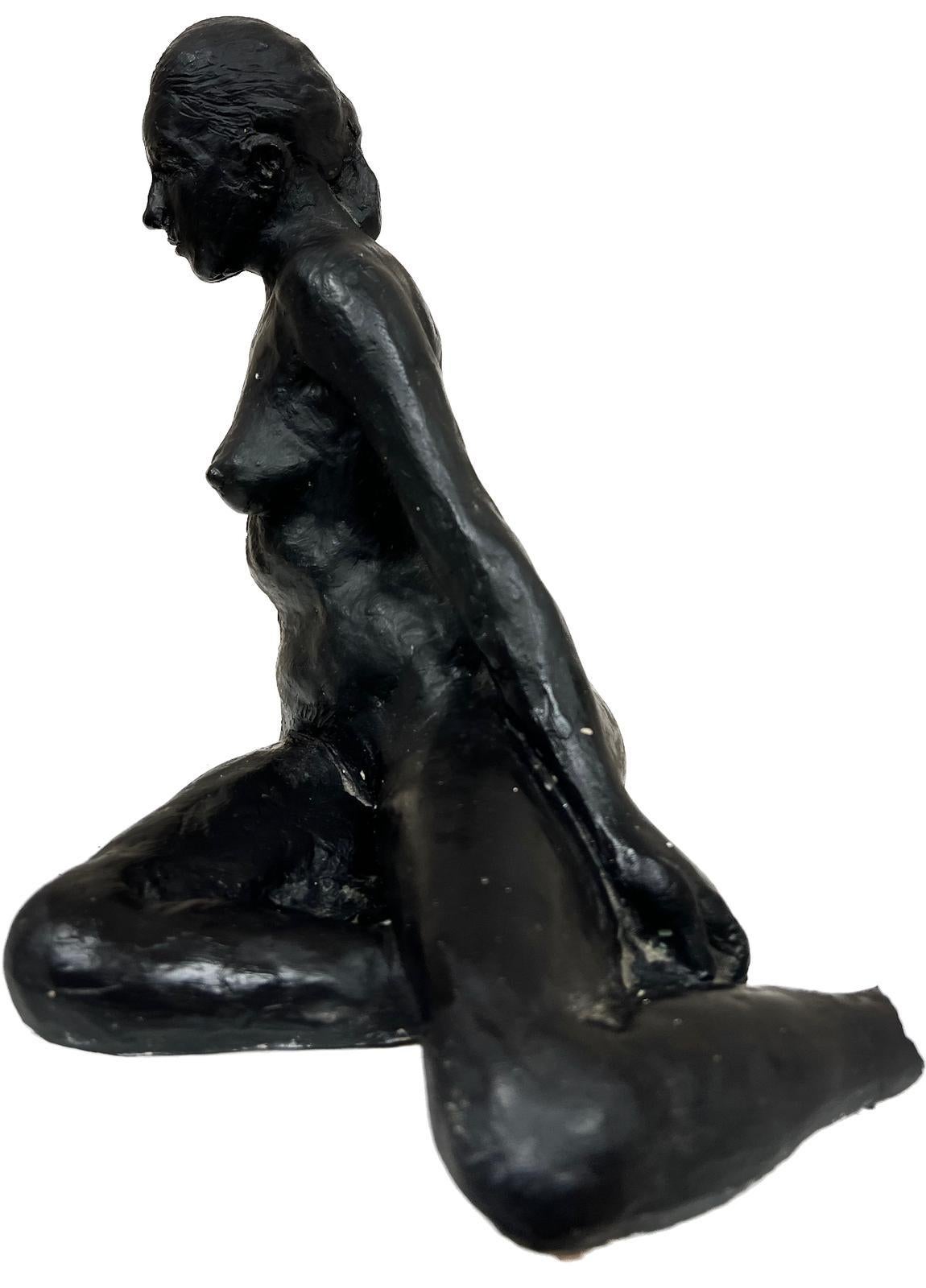 Fine 1950's French Expressionist Sculpture in Clay Nude Lady Model  c.1950's 2