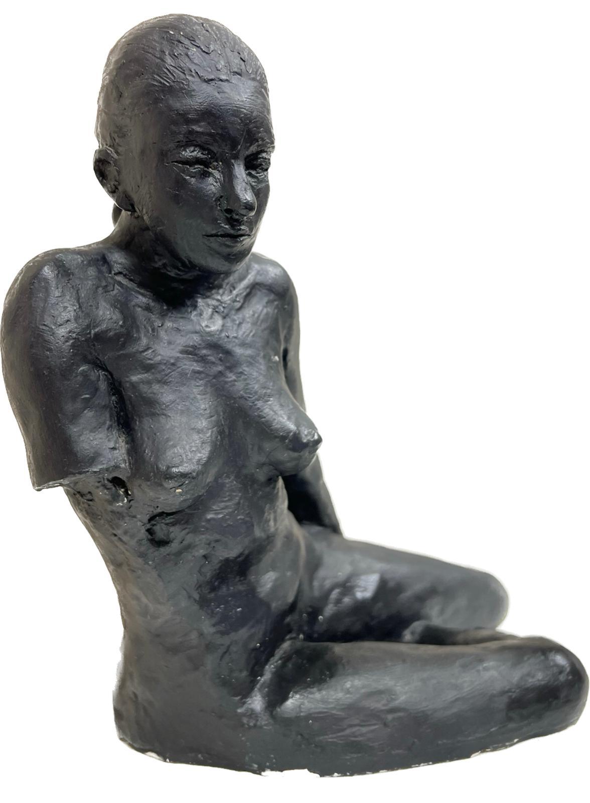 Fine 1950's French Expressionist Sculpture in Clay Nude Lady Model  c.1950's 3