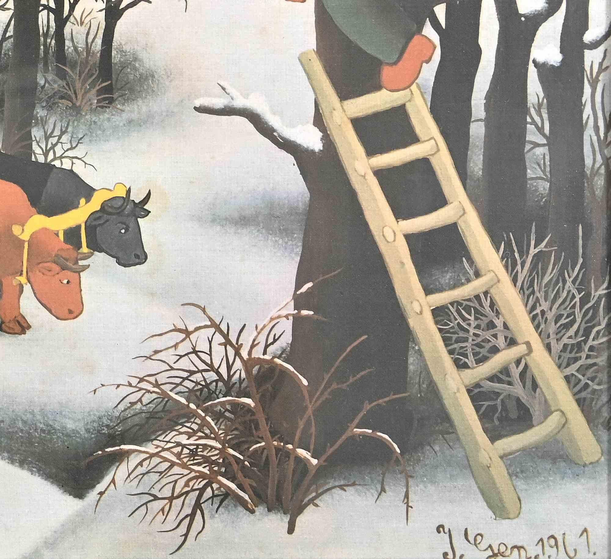 Winter Landscape - Offset and lithograph after Josip Generalic - 1961 For Sale 1