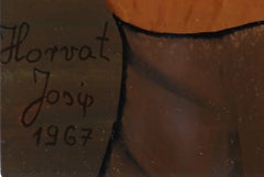 Portrait of a Man, Modern Oil Painting on Glass by Josip Horvat