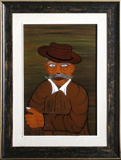 Portrait of a Man, Modern Oil Painting on Glass by Josip Horvat
