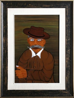 "Portrait d'un homme", peinture à l'huile sur verre de Josip Horvat