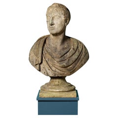 Buste en marbre ancien vieilli Jospeh Nollekens (1814)