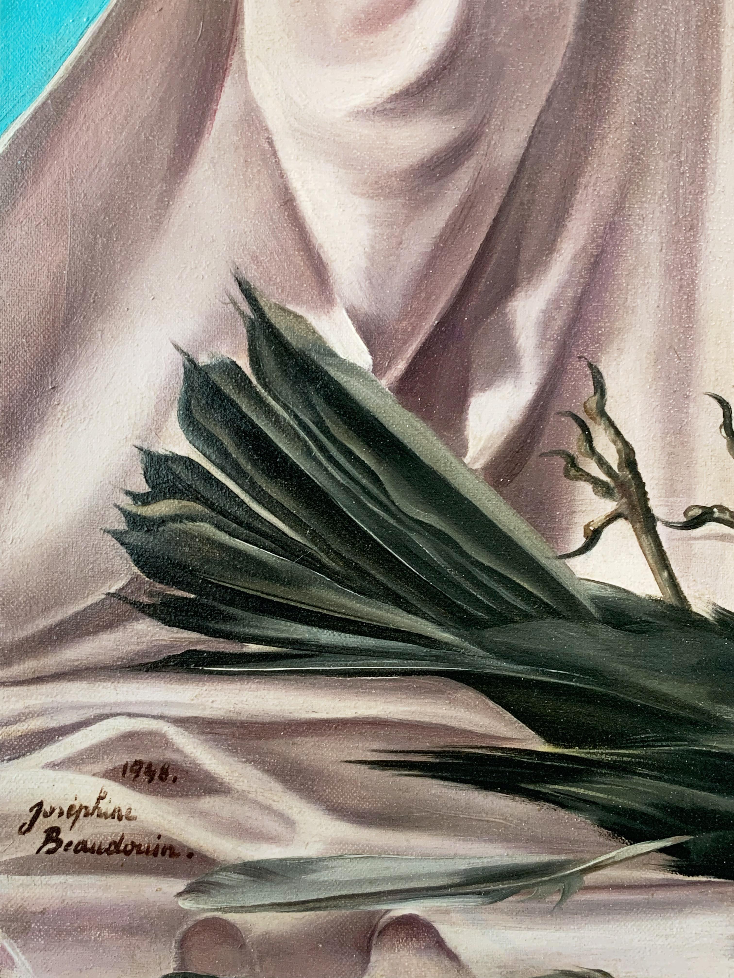 Joséphine Beaudouin (1909-2005)
Poésie de l'oiseau, peinture surréaliste, 1948
Huile sur toile
Signé 