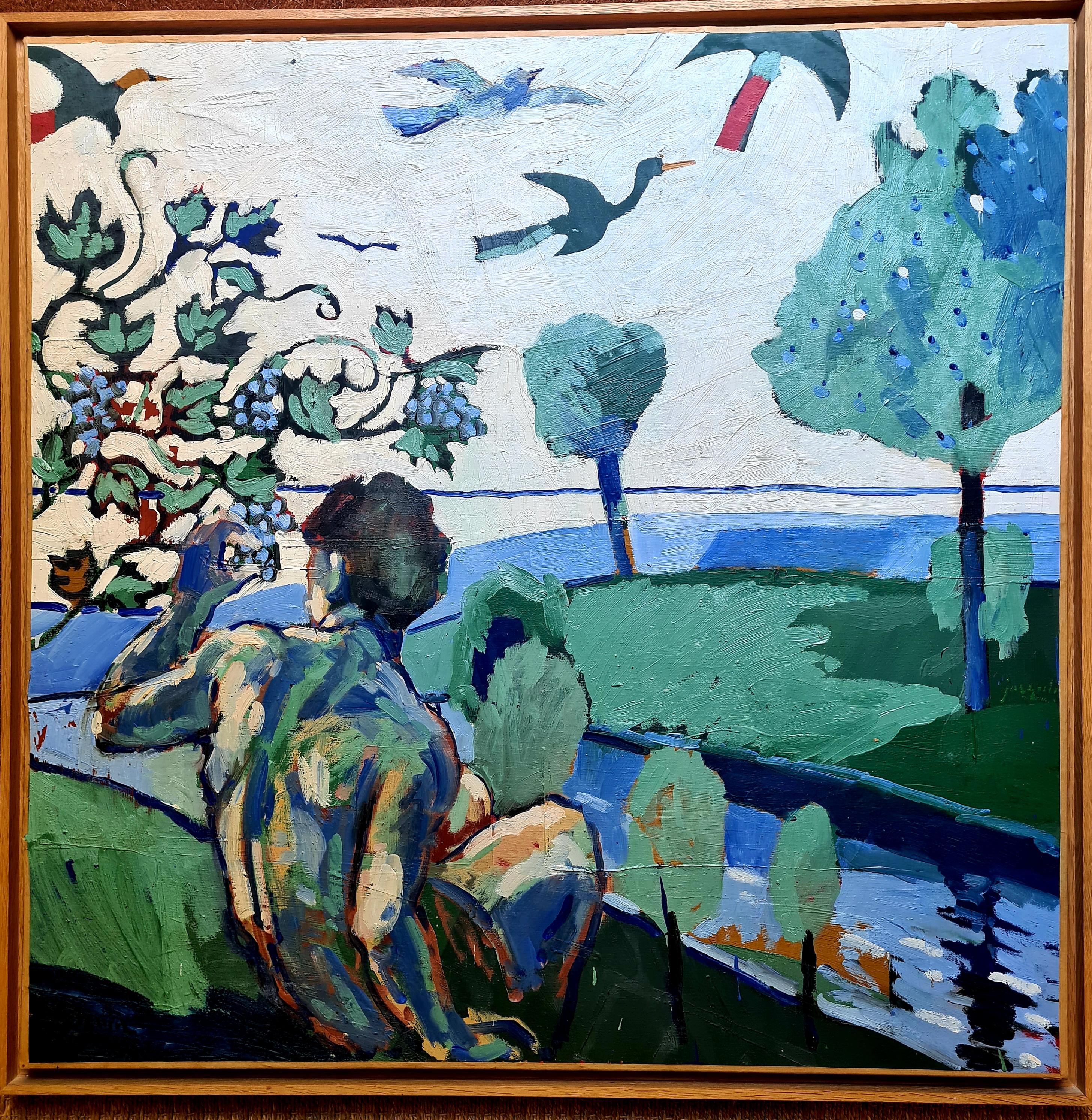 Nudo maschile in un ambiente rurale idilliaco, Adams - Painting di Josquin Pouillon