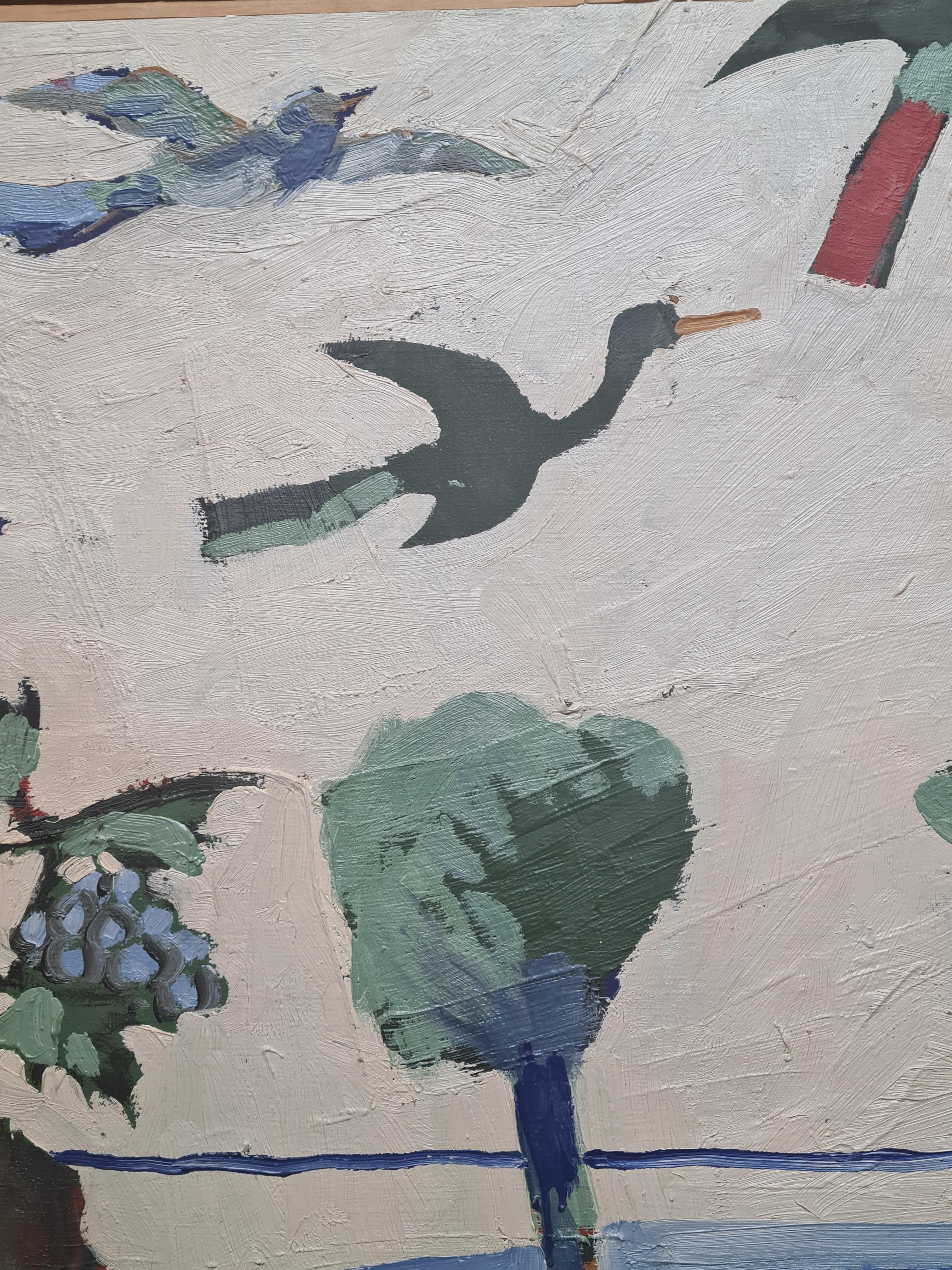 Nudo maschile in un ambiente rurale idilliaco, grande olio su tela della fine del XX secolo di Josquin Pouillon. Il dipinto è firmato e datato in basso a sinistra ed è presentato in una cornice a vassoio in legno personalizzata.

Quest'opera d'arte