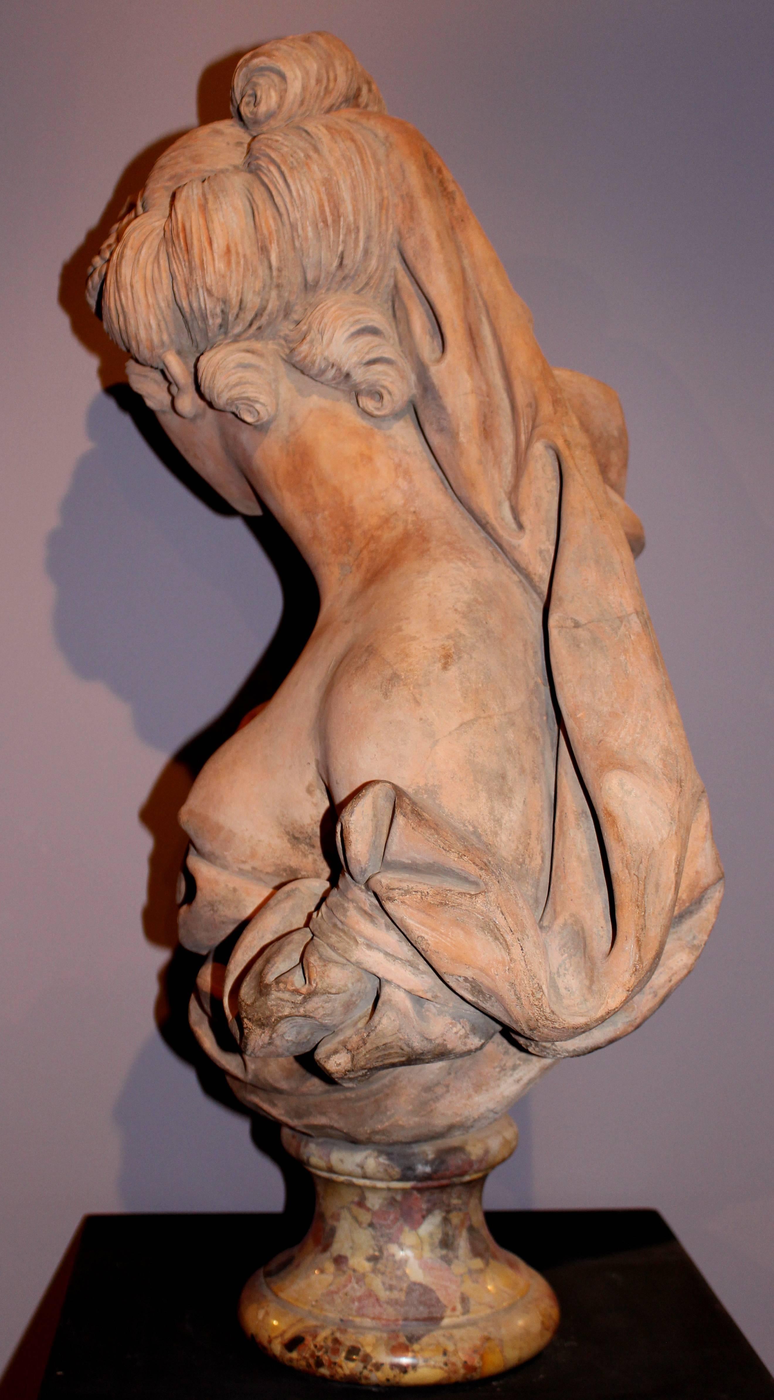 Bust of Ceres or Demeter - Brown Figurative Sculpture by Josse François Joseph le Riche