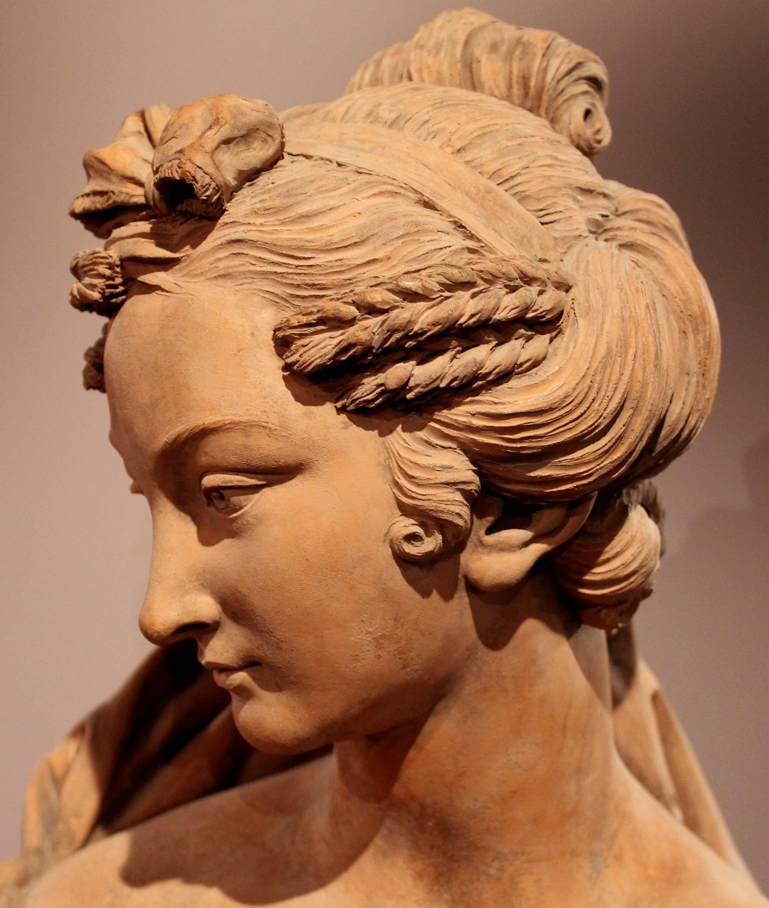 A wonderful terracotta bust of a woman, probably of either Ceres, the Roman goddess of agriculture, grain crops, fertility and motherly relationships - or Demeter the Greek goddess of agriculture. Created by French sculptor and painter Josse