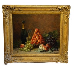 Nature morte avec fraises et champagne
