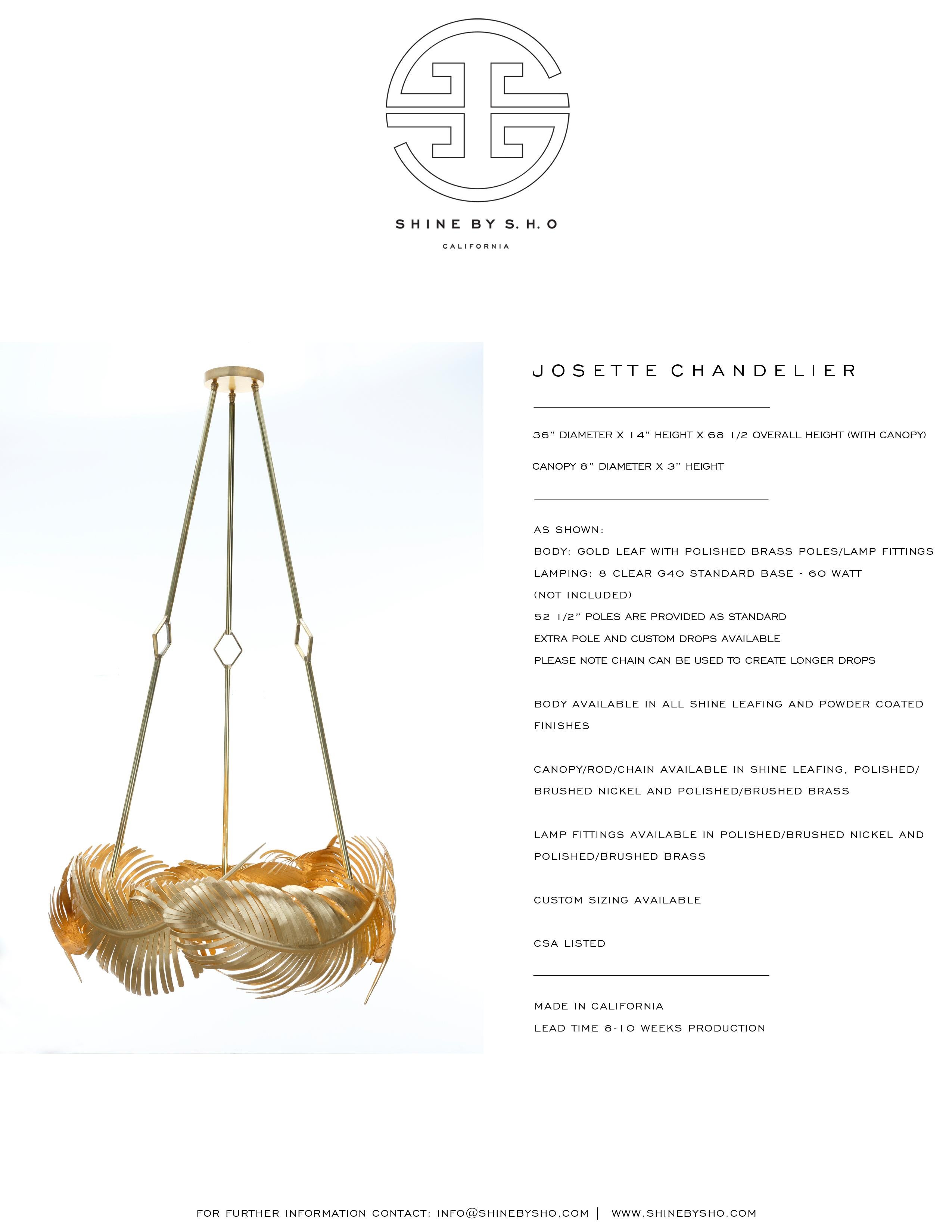 American JOSSETTE CHANDELIER - Gold Leafed Feathers For Sale