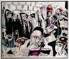 Rabbi in Prayer, Western Wall, Jerusalem Bar Mitzva Scene, Judaica
