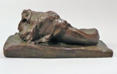 Josuë DUPON (1864-1935) Lying Lion Bronze (ca 1908)