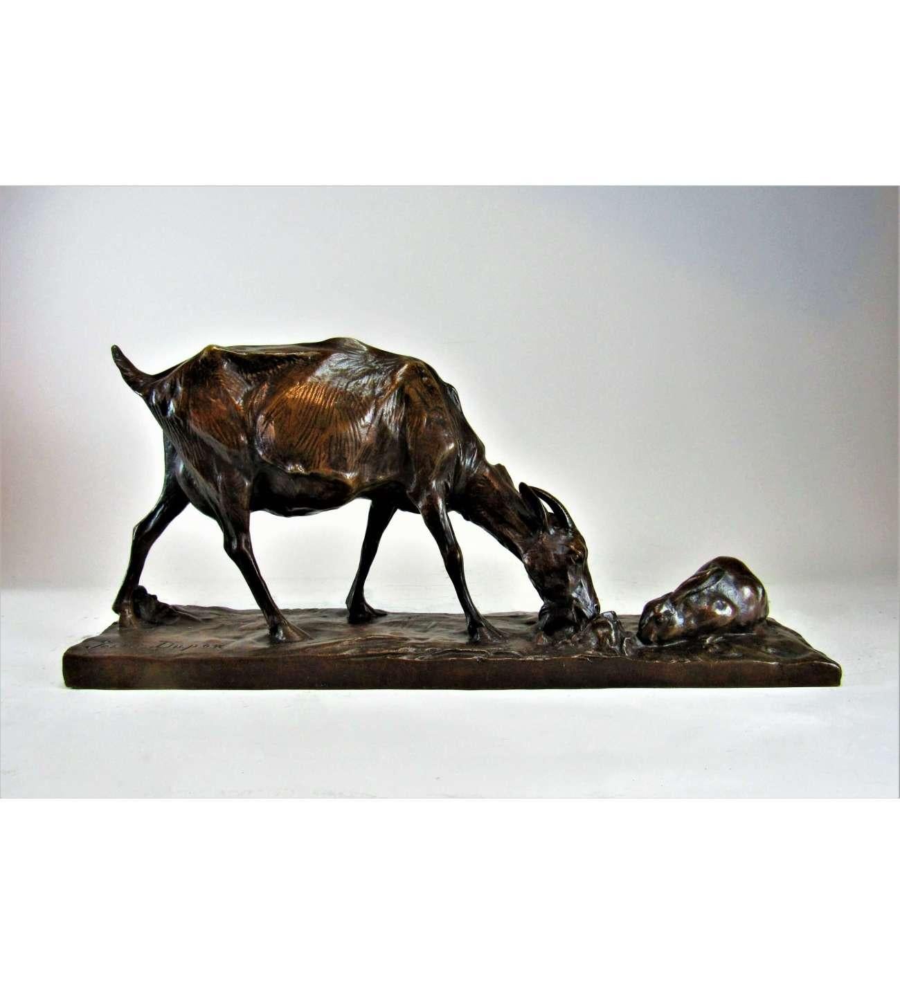 Josuë Dupon — 1864-1935, Bronze cast + Goat and Rabbit For Sale 2