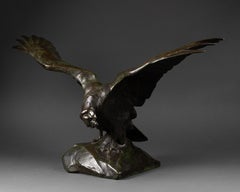 Josuë Dupon (1864-1935, Belgier) ; "Condor im Flug", Bronzeskulptur, um 1920