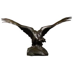 Josuë Dupon (1864-1935, Bélgica) ; "Cóndor en vuelo", Escultura de bronce, c.1920