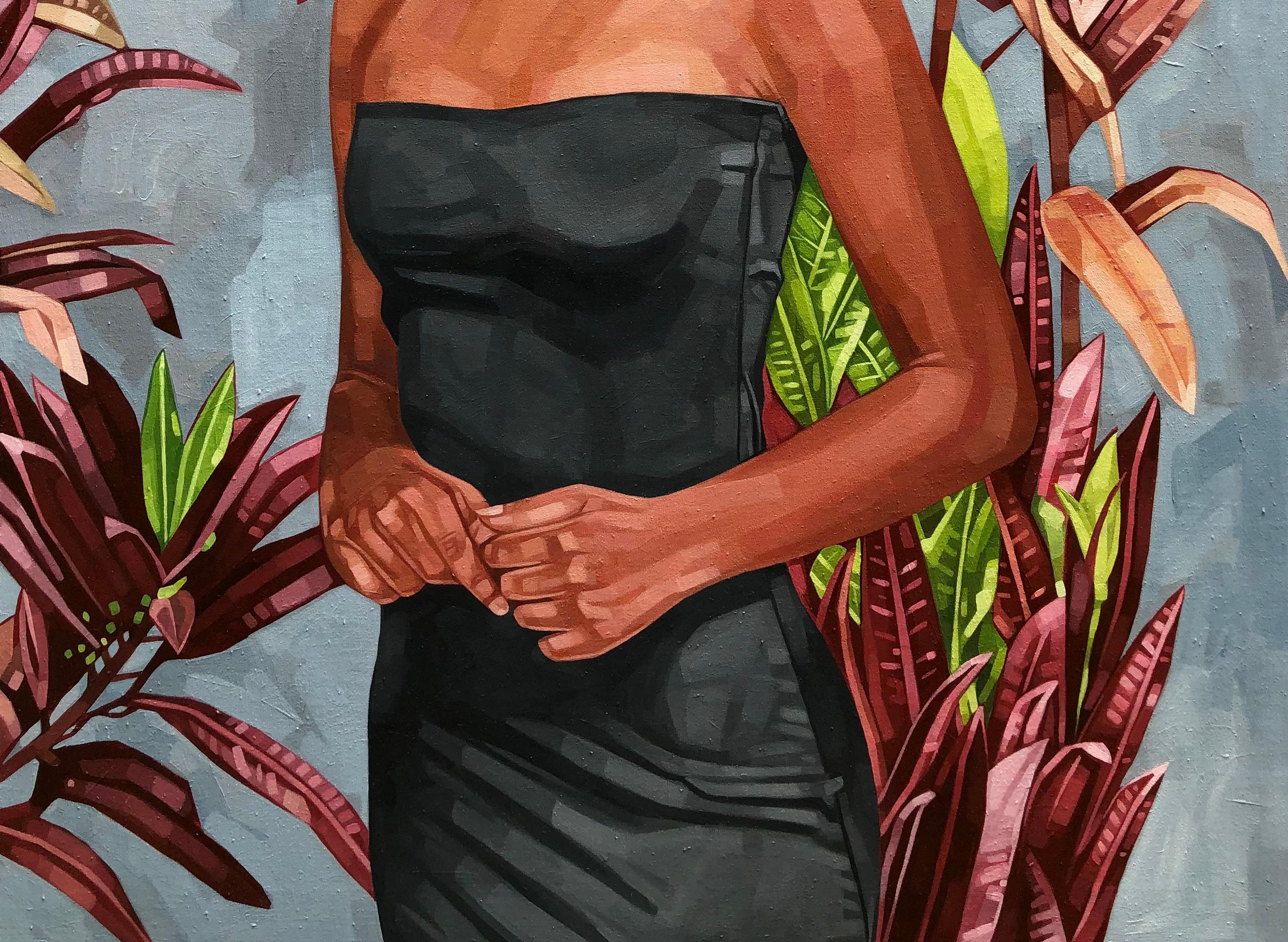 Simple Times - Siglo XXI, Contemporáneo, Figurativo, Retrato, Plantas, Mujeres - Painting Expresionista de Josue M Pierre