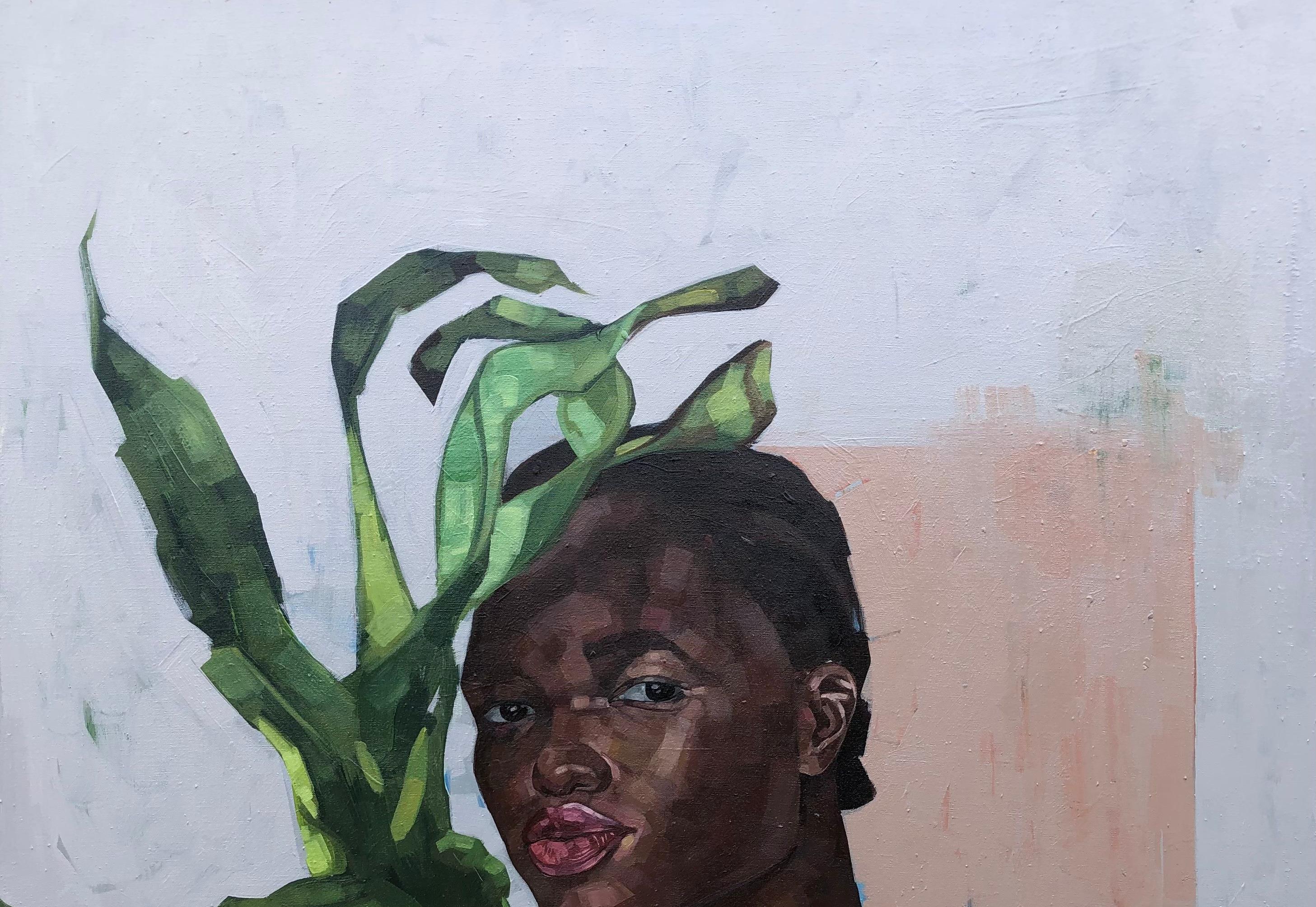 Amor Suave 2 - Siglo XXI, Contemporáneo, Retrato Figurativo, Mujer, Naturaleza - Painting de Josue M Pierre