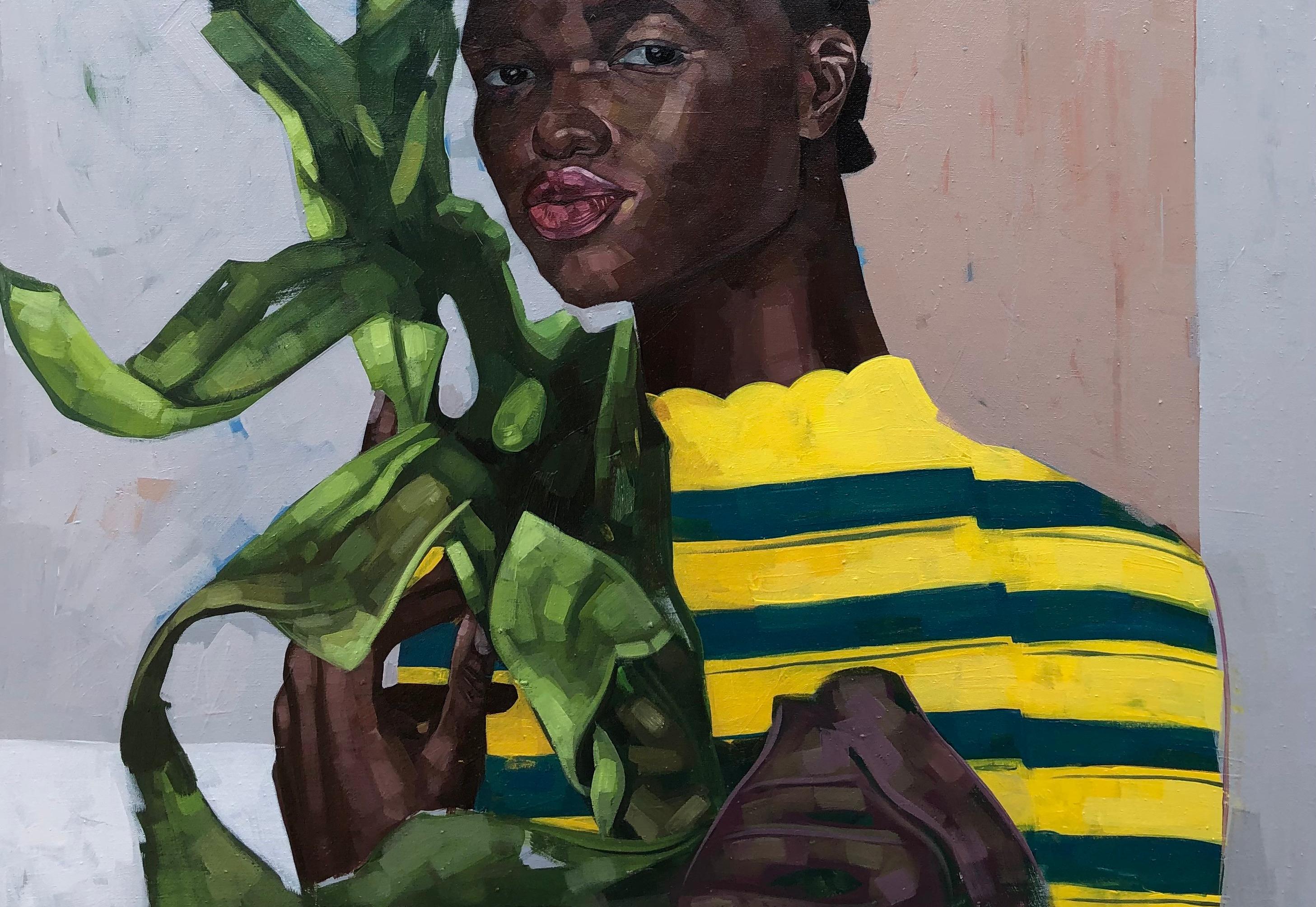 Amor Suave 2 - Siglo XXI, Contemporáneo, Retrato Figurativo, Mujer, Naturaleza - Painting Expresionista de Josue M Pierre