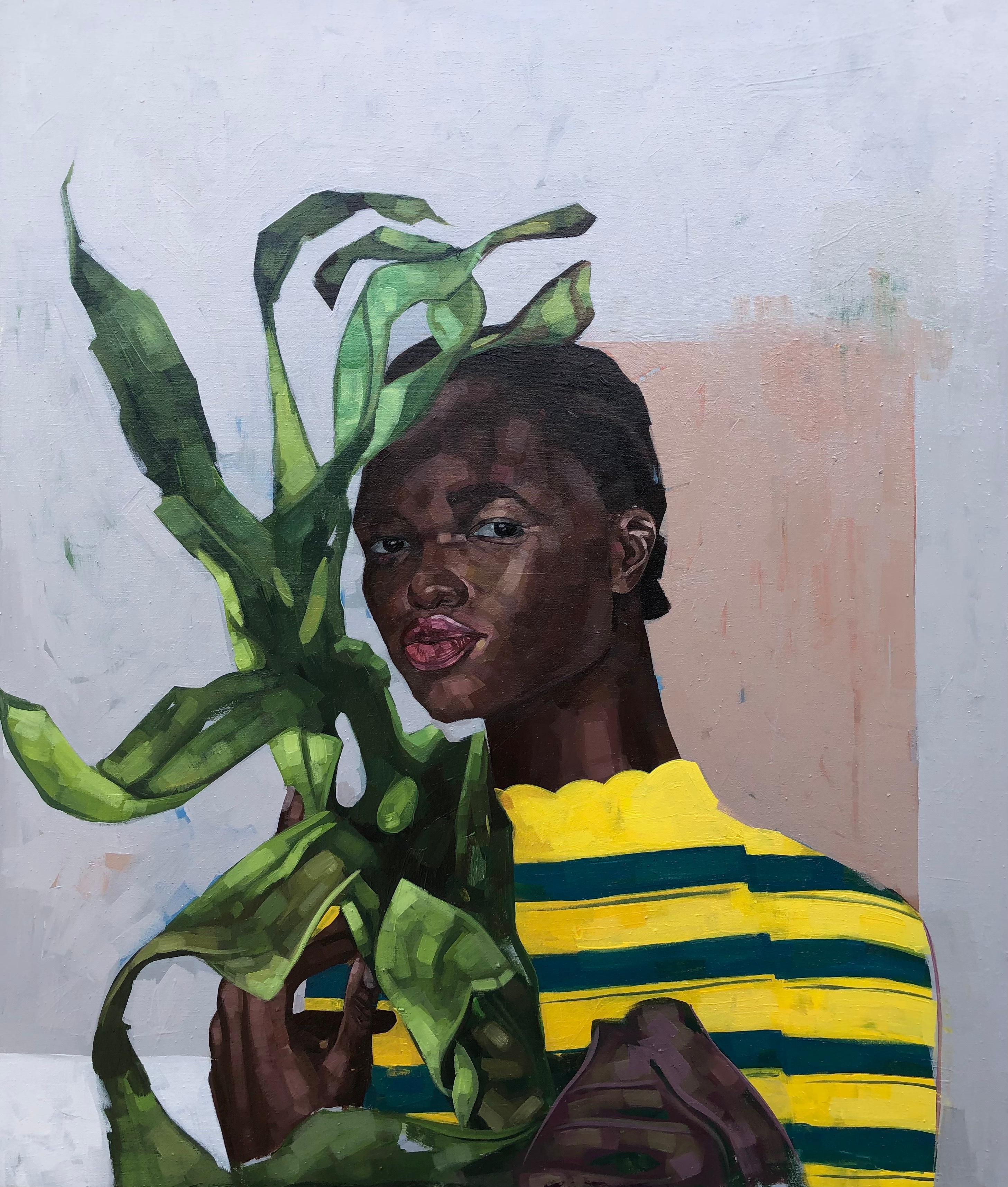 Portrait Painting de Josue M Pierre - Amor Suave 2 - Siglo XXI, Contemporáneo, Retrato Figurativo, Mujer, Naturaleza