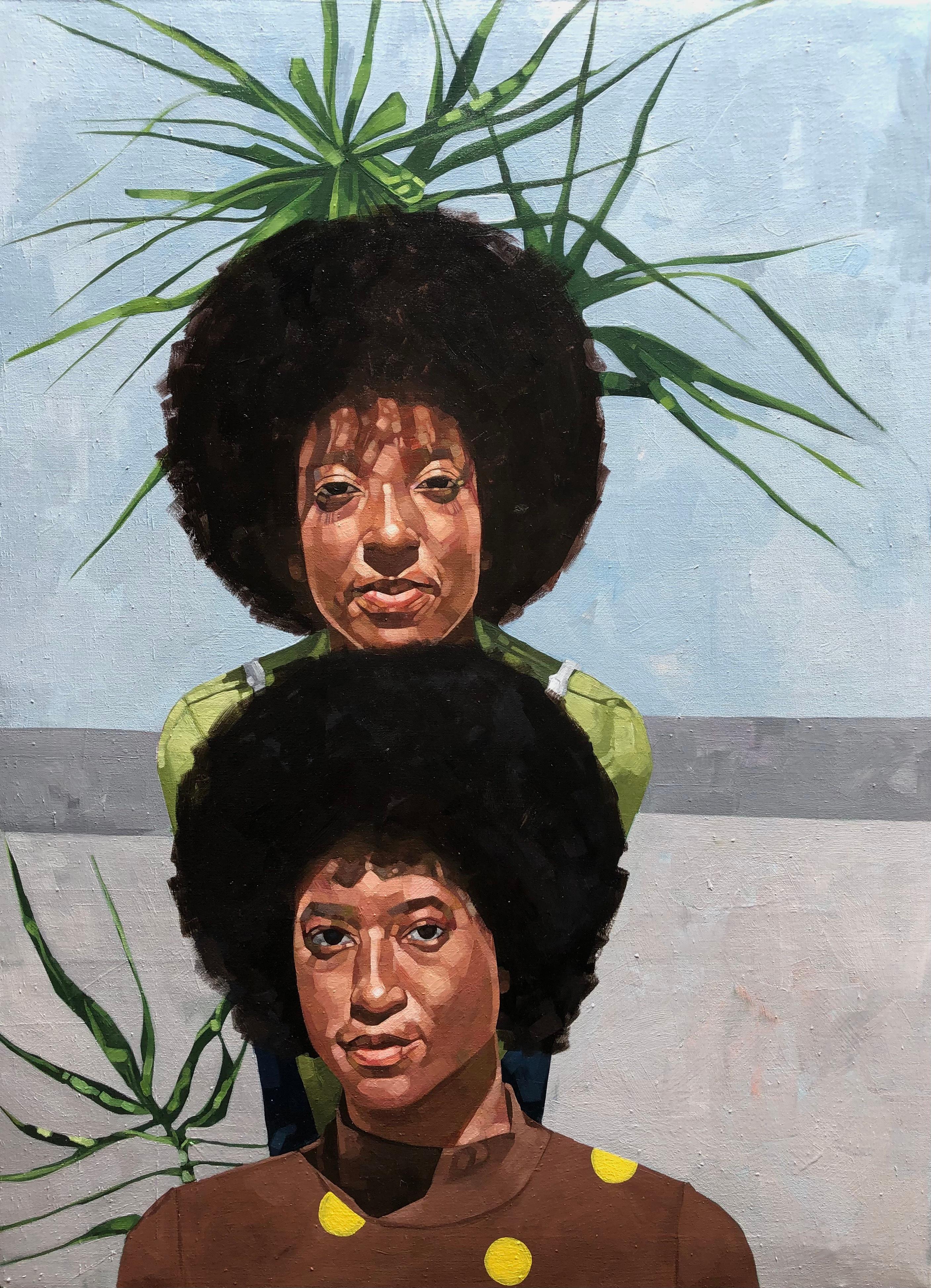 Figurative Painting di Josue M Pierre - Questo è uno, non due - 21° secolo, Contemporaneo, Ritratto figurativo, Donne