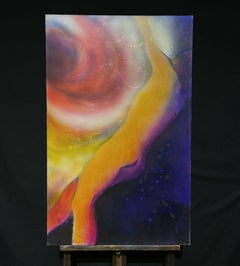 Huge French Surrealist Fantasy Oil Painting Floating Figures