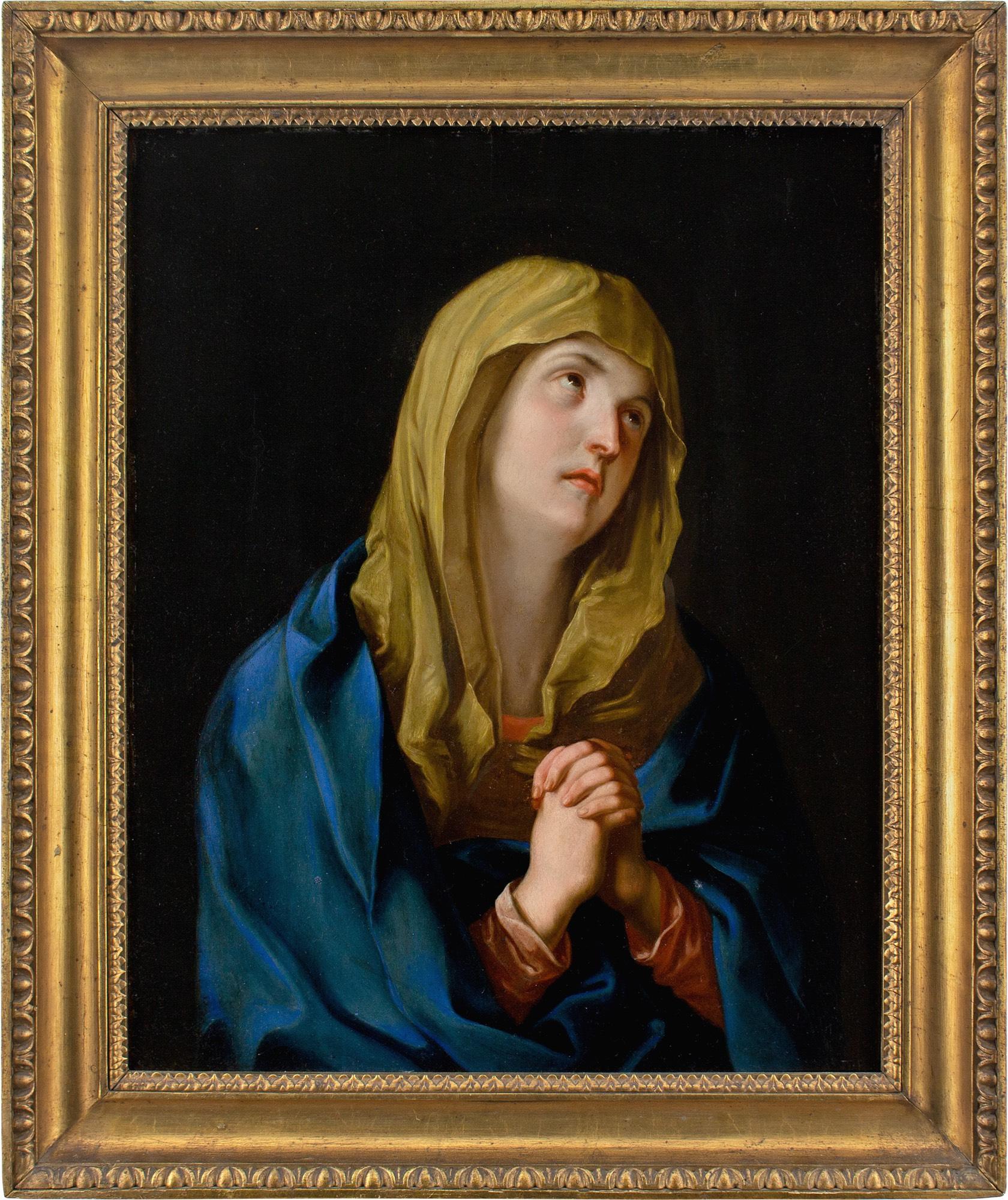 This early 19th-century oil painting by Hungarian artist Joszef Schmidt (1810-1875) depicts the Mater Dolorosa. It’s after a work by Italian artist, Guido Reni (1575-1642). Schmidt was primarily active in Vienna and known predominantly as a painter