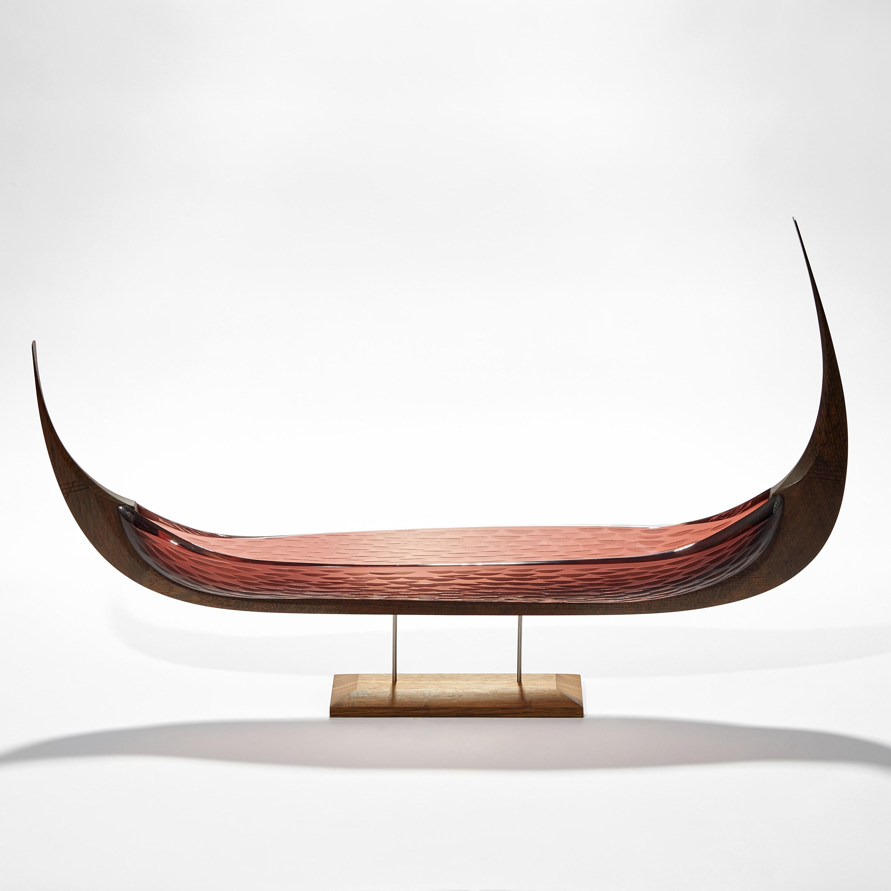Fine cabinet making & crafted oak with handblown & cut tea/amber/brown glass combine to create this unique sculpture 