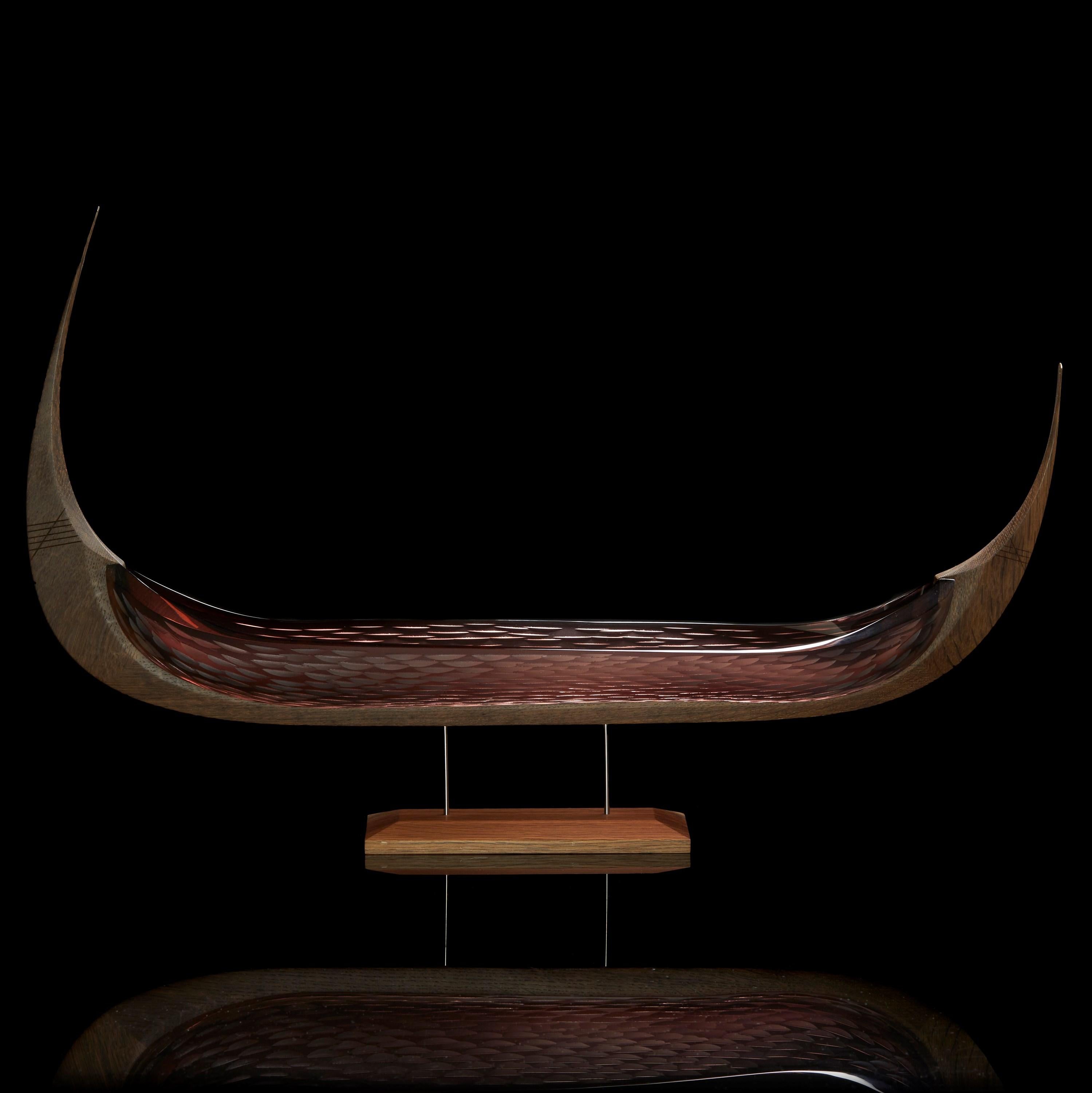 Contemporary Jotunheim, Brown Glass & Oak Unique Sculpture by Backhaus & Brown and Egeværk For Sale