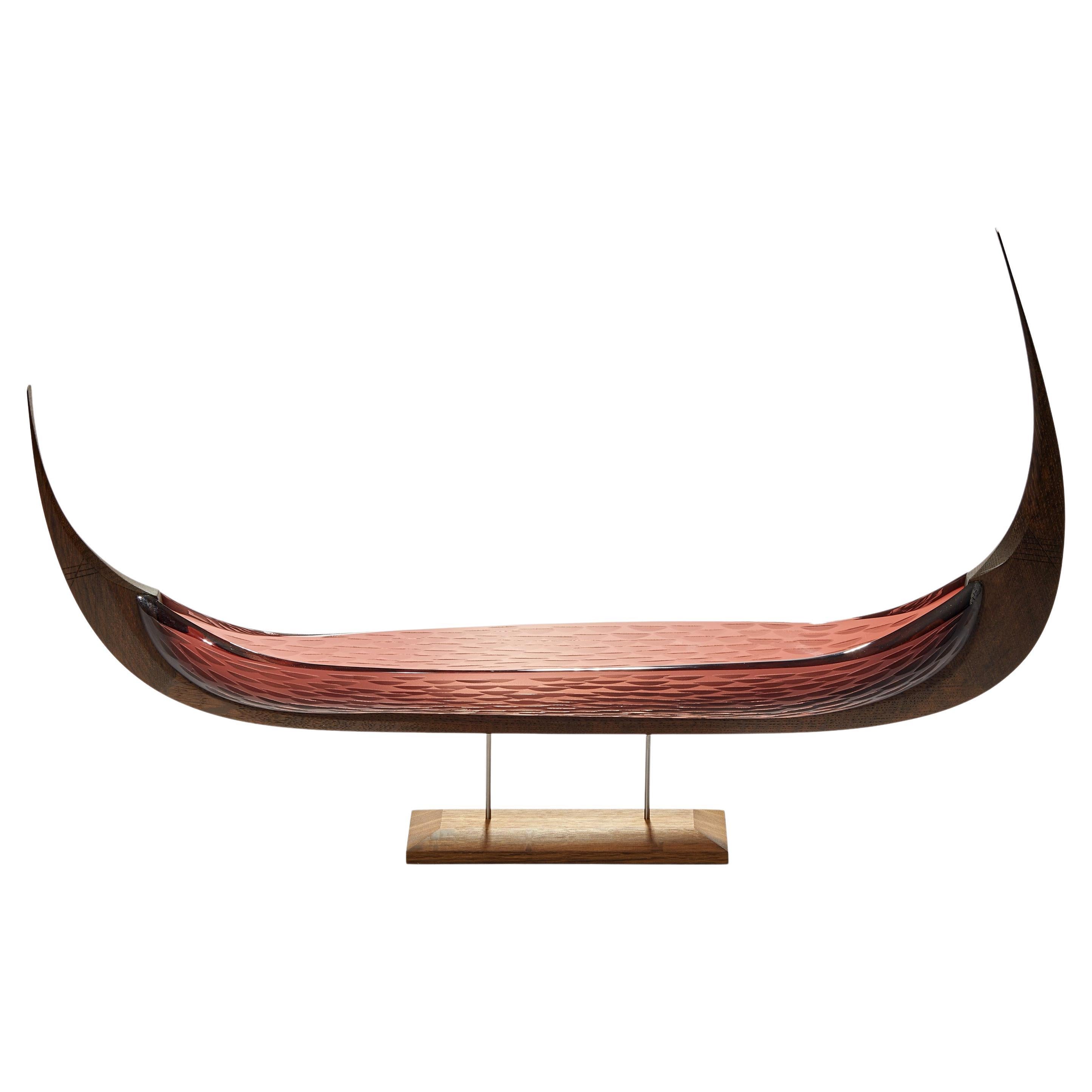 Jotunheim, Brown Glass & Oak Unique Sculpture by Backhaus & Brown and Egeværk For Sale