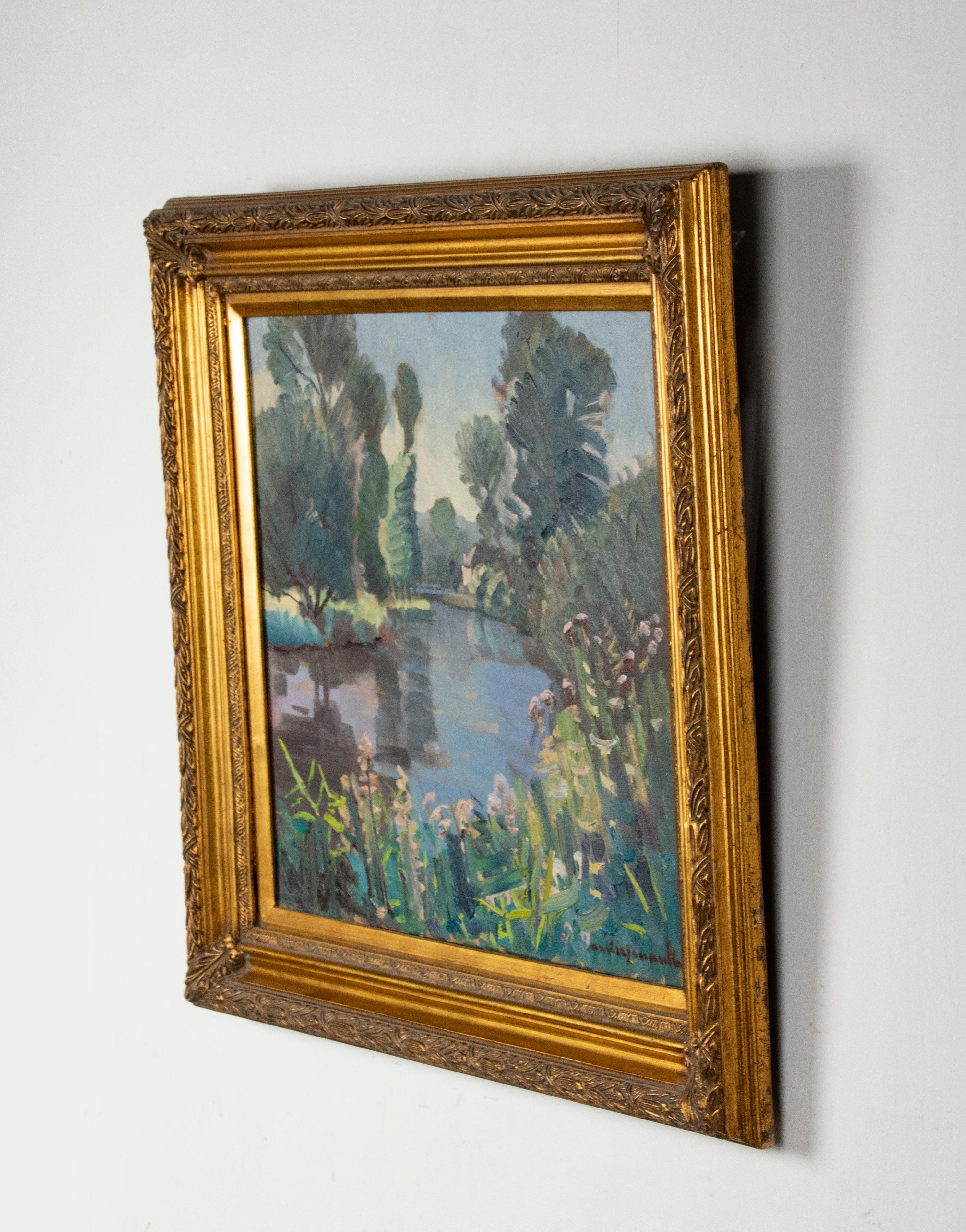 Hand-Painted Jouault André-gustave Oil Painting Landscape  For Sale