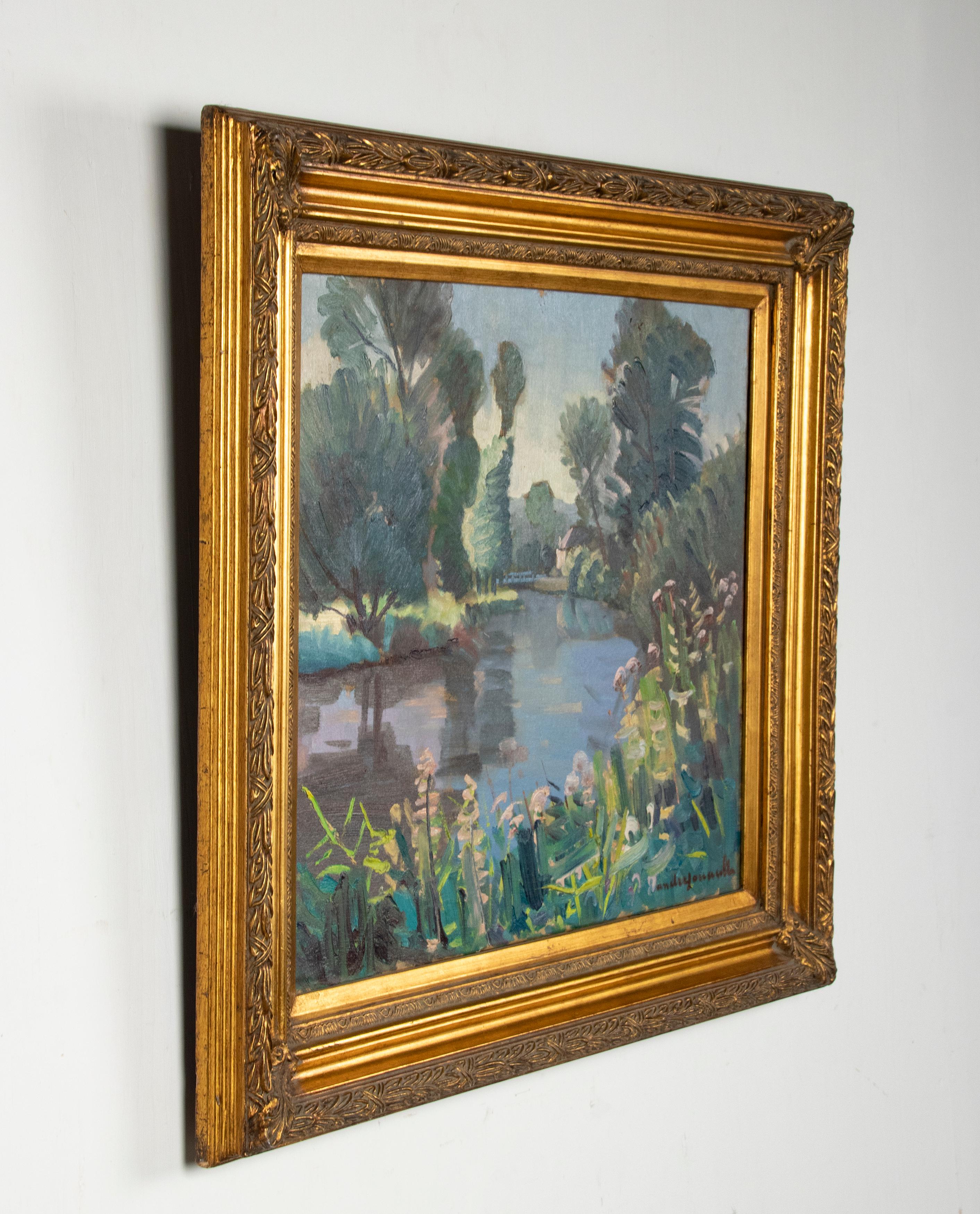 20th Century Jouault André-gustave Oil Painting Landscape  For Sale