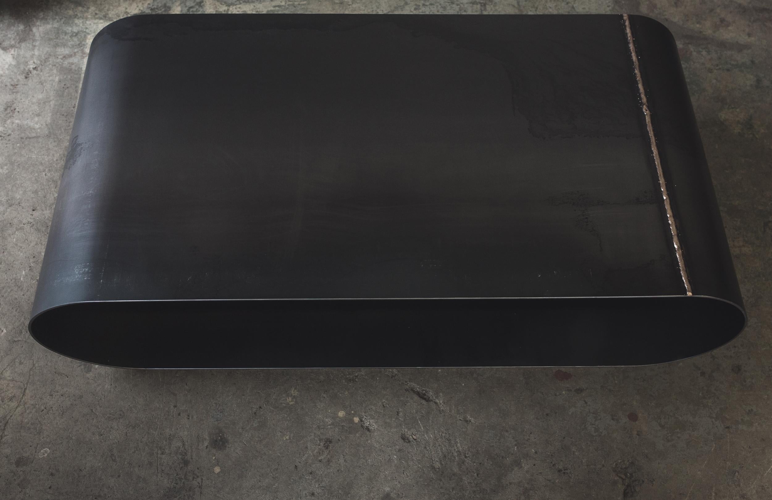 Canadian Sentric Side Table in Raw Black Steel and Bronze Seam, by Mtharu For Sale