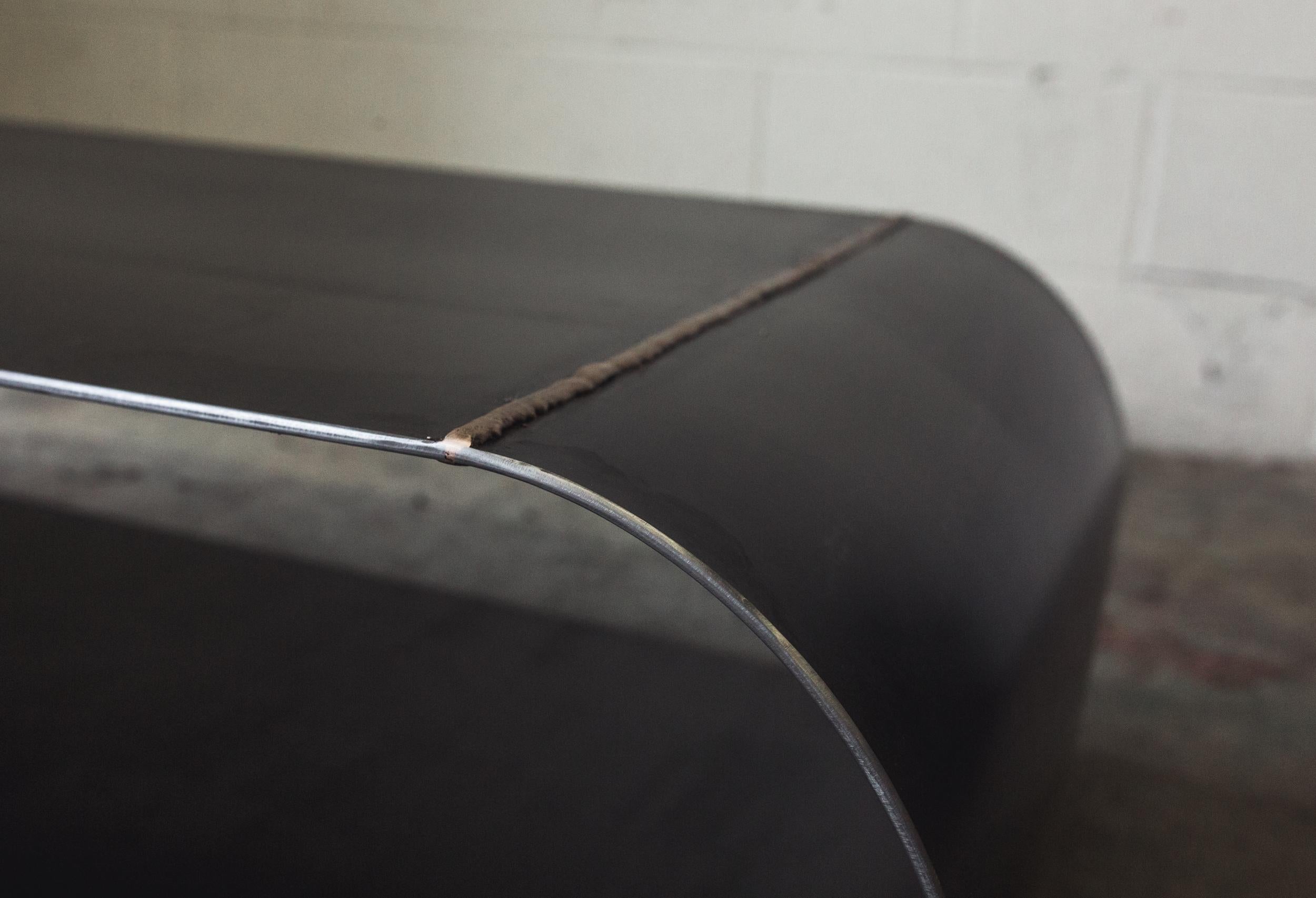 Sentric Side Table in Raw Black Steel and Bronze Seam, by Mtharu For Sale 1