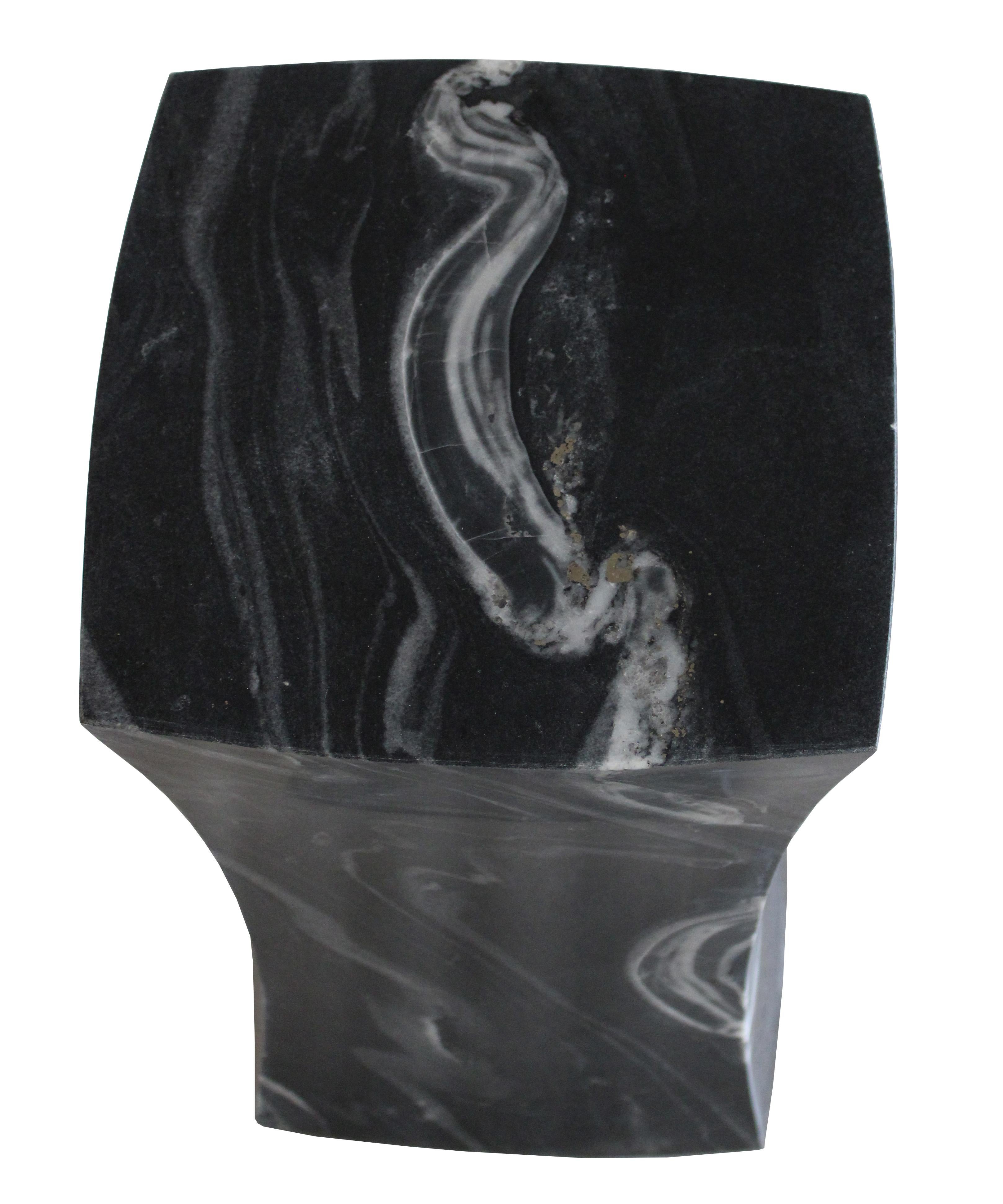 Contemporary Jour Block Table in Black Marble Handcrafted in India by Stephanie Odegard For Sale