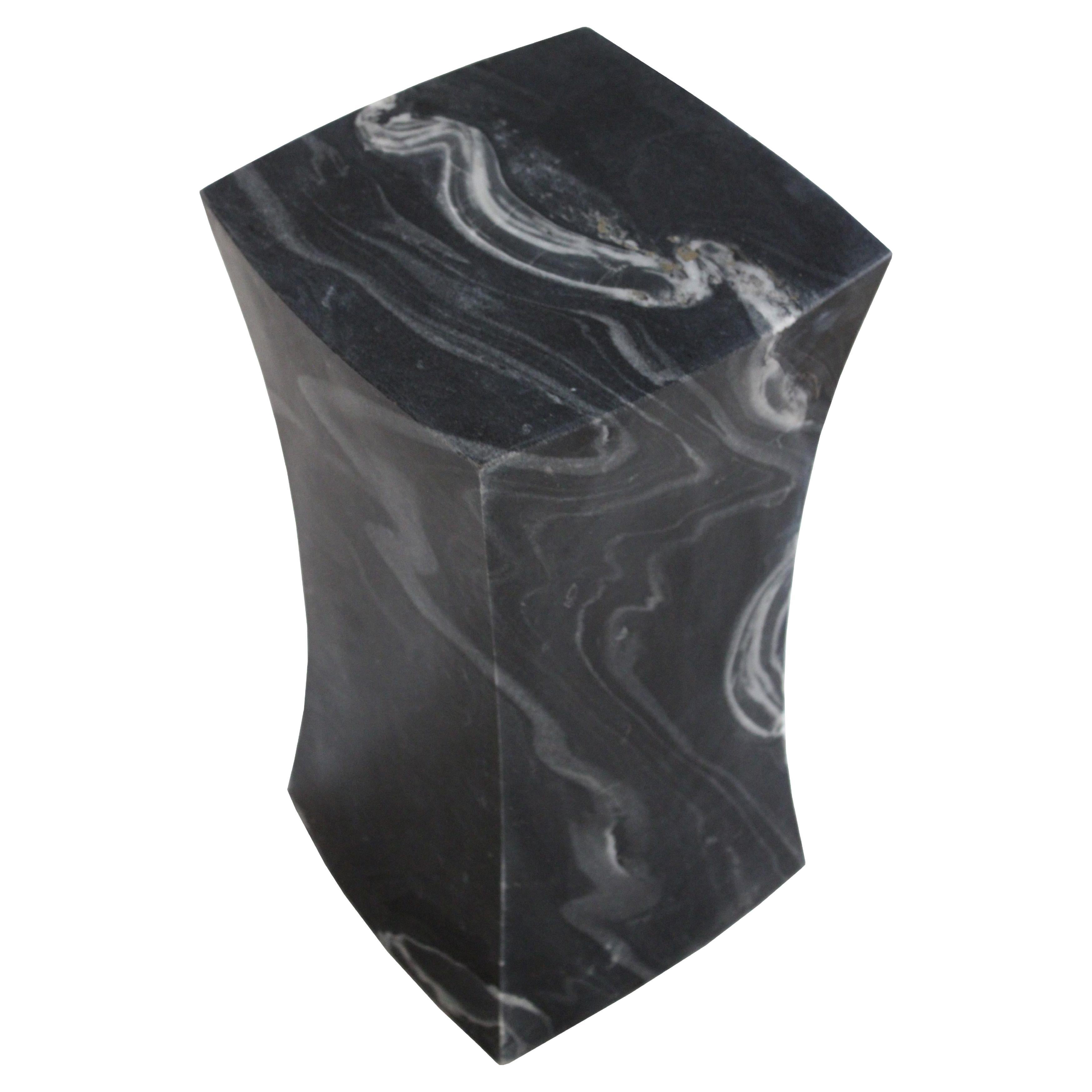 Jour Block Table in Black Marble Handcrafted in India by Stephanie Odegard For Sale